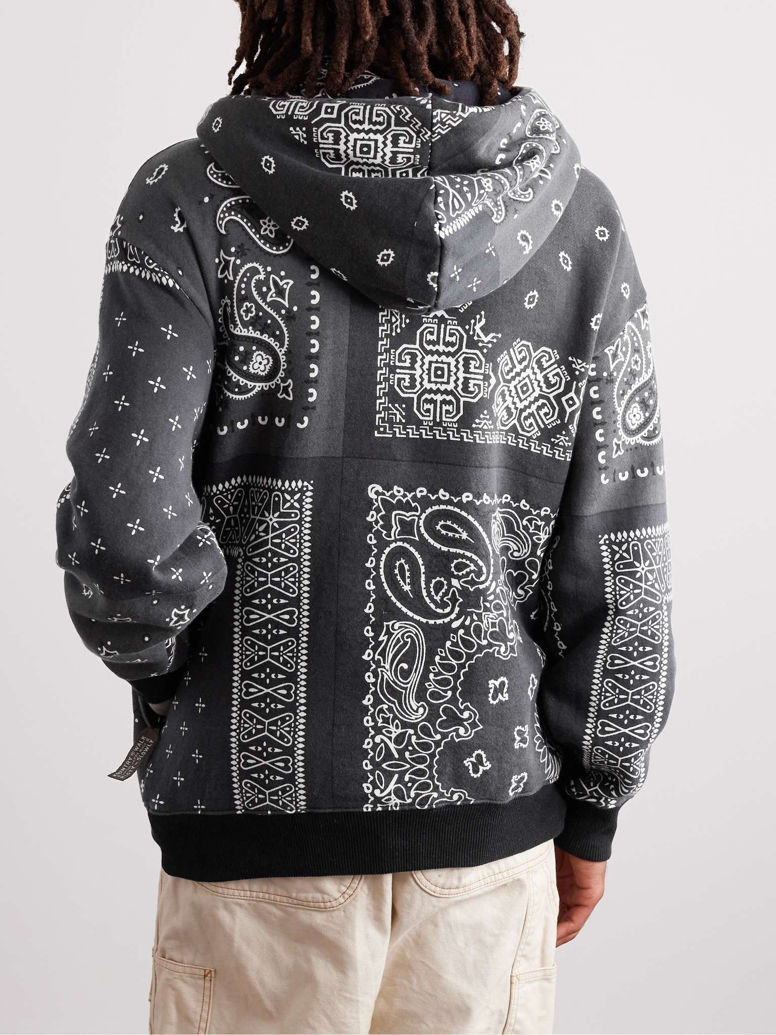 Tie-Detailed Quilted Bandana-Print Cotton-Jersey Hoodie - 3