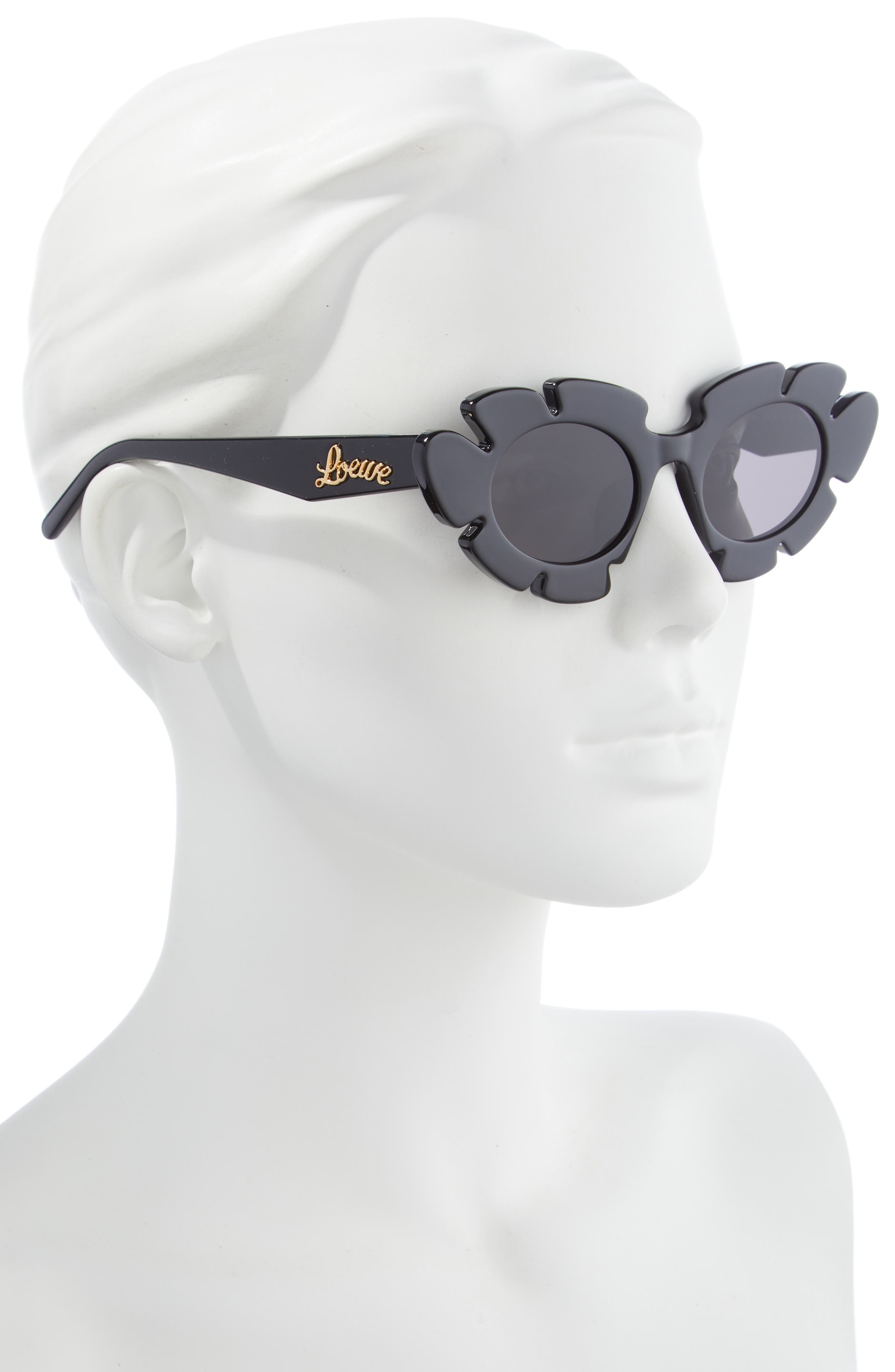 Loewe 47mm Tinted Oval Sunglasses in Shiny Black /Smoke at Nordstrom - 3