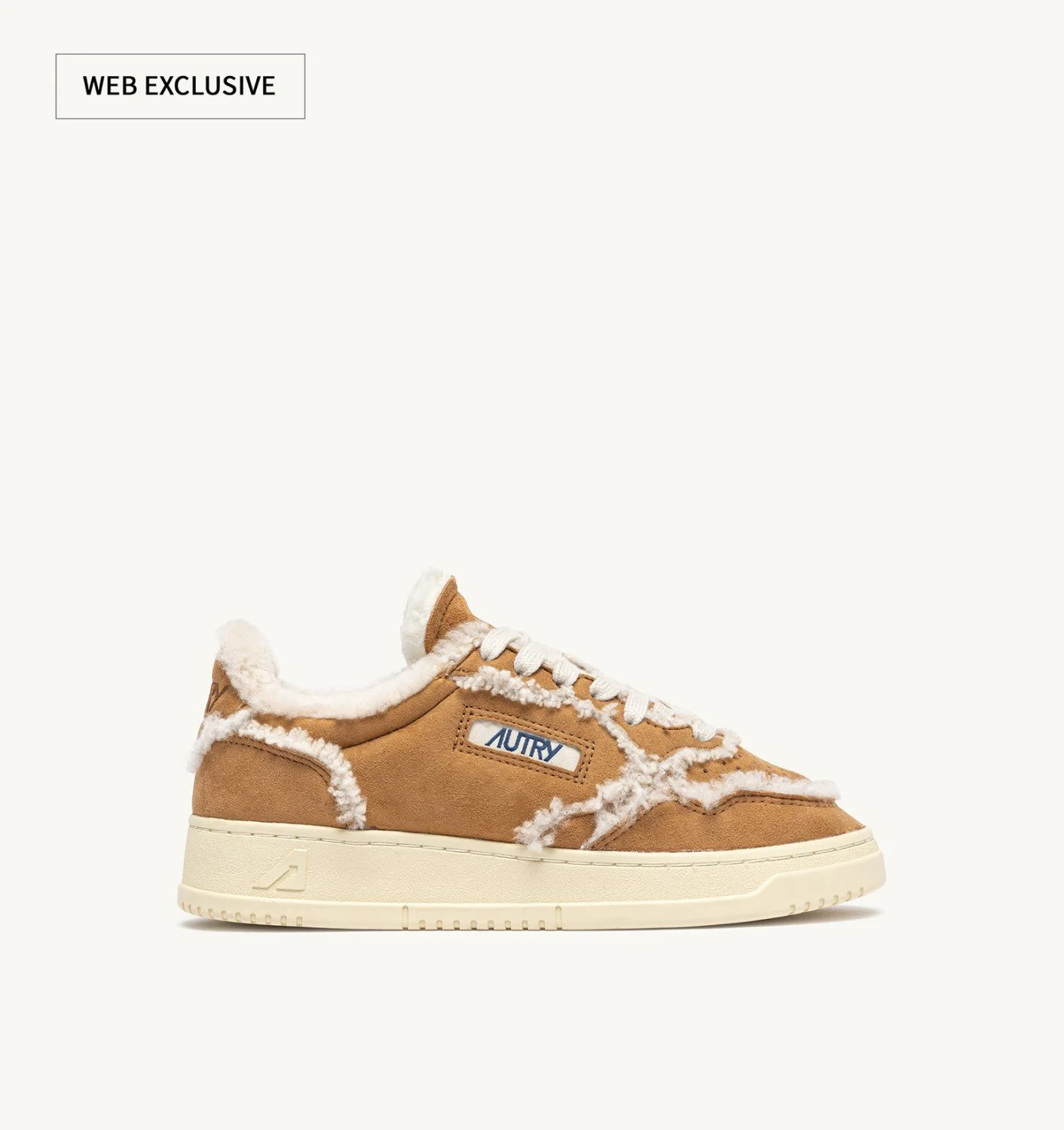 MEDALIST MUTTON SNEAKERS IN COGNAC SUEDE AND IVORY SHEARLING - 1