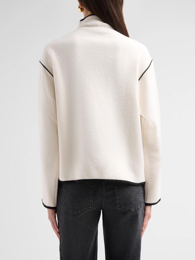 Women's Pearson Collared Sweater Jacket - Soft White Black 3