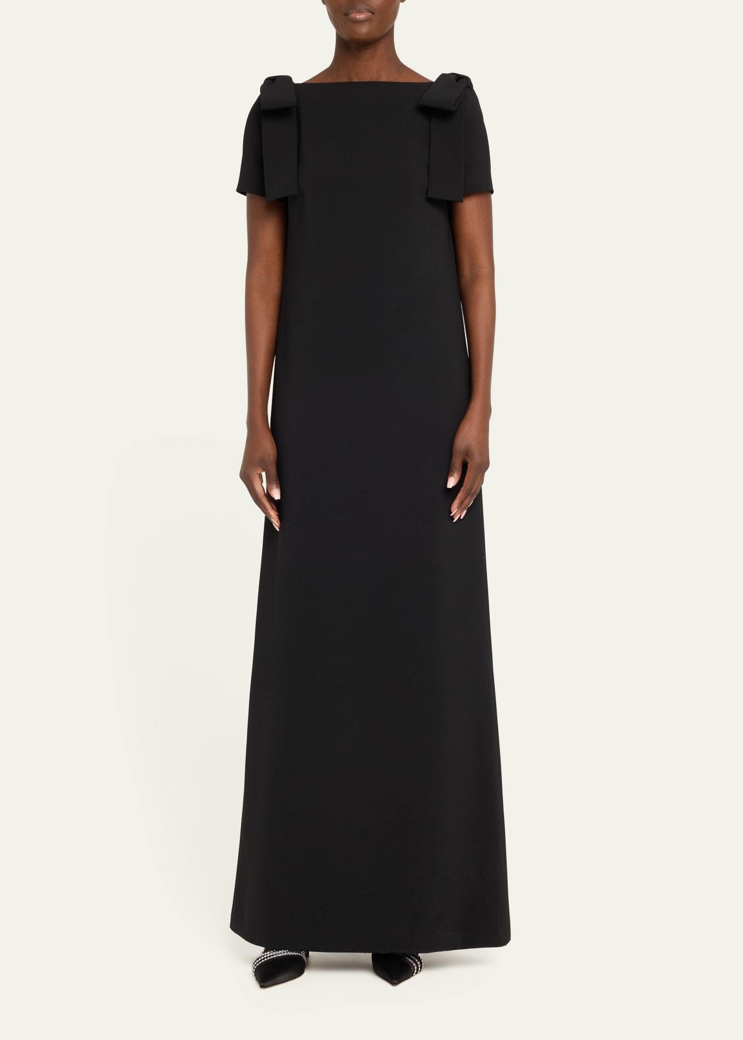 Shoulder Bow Crepe Column Gown - 2