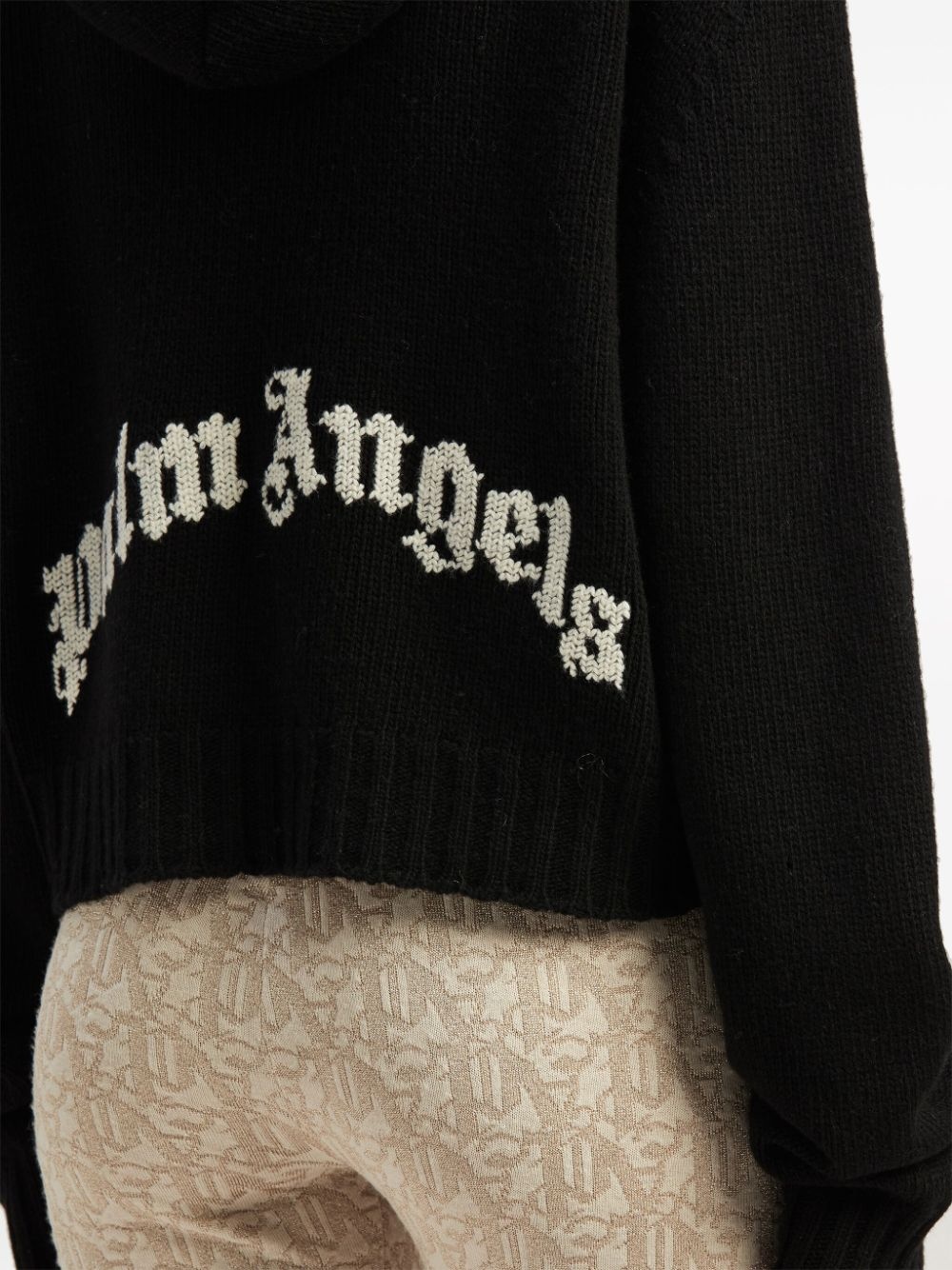logo intarsia-knit wool-blend hoodie - 6