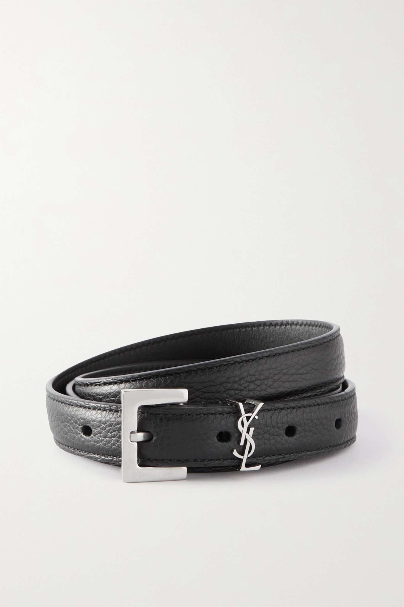 Embellished textured-leather belt - 1