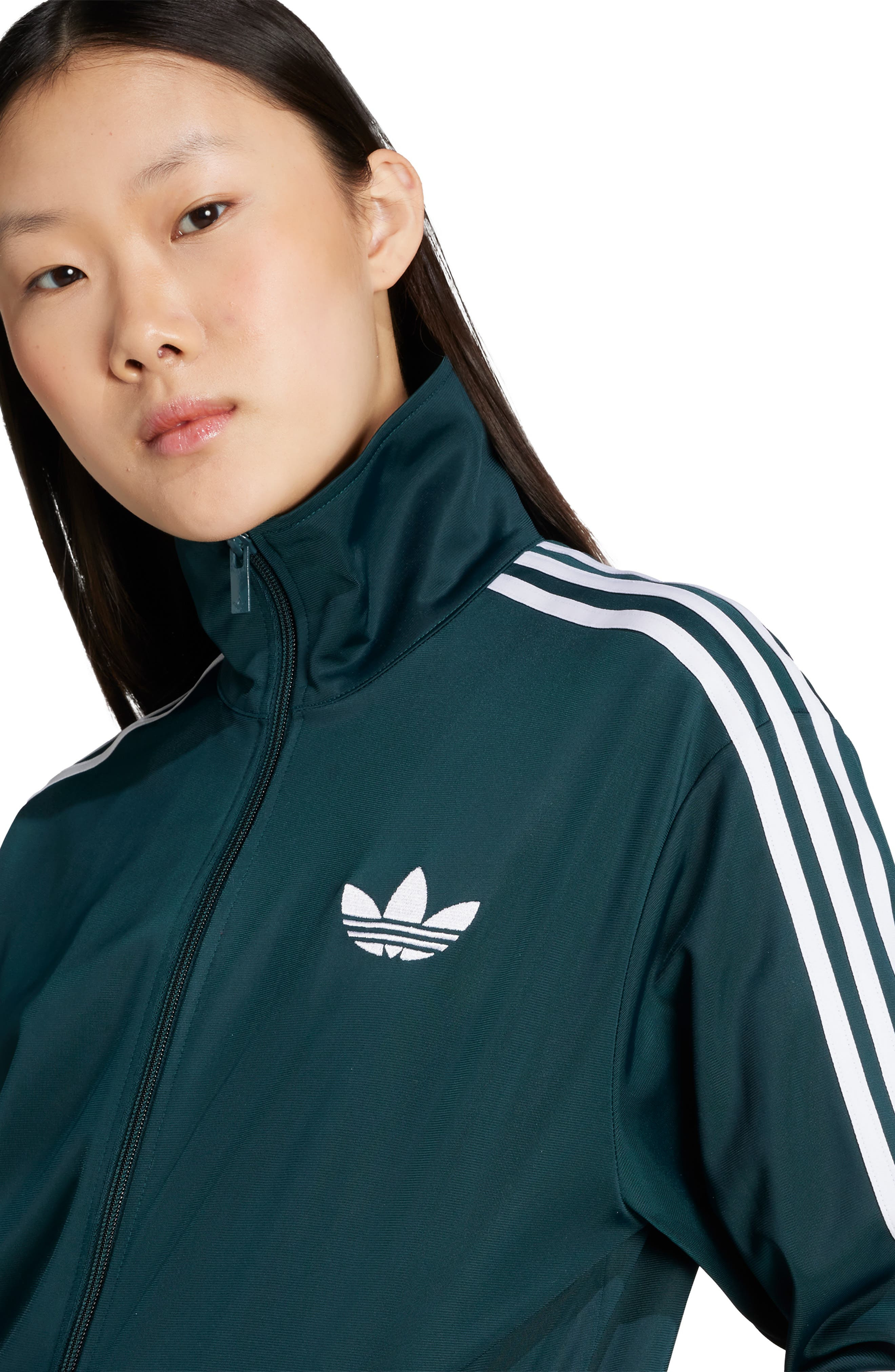 adidas Firebird Recycled Polyester Track Jacket in Aurora Ivy/White at Nordstrom - 5