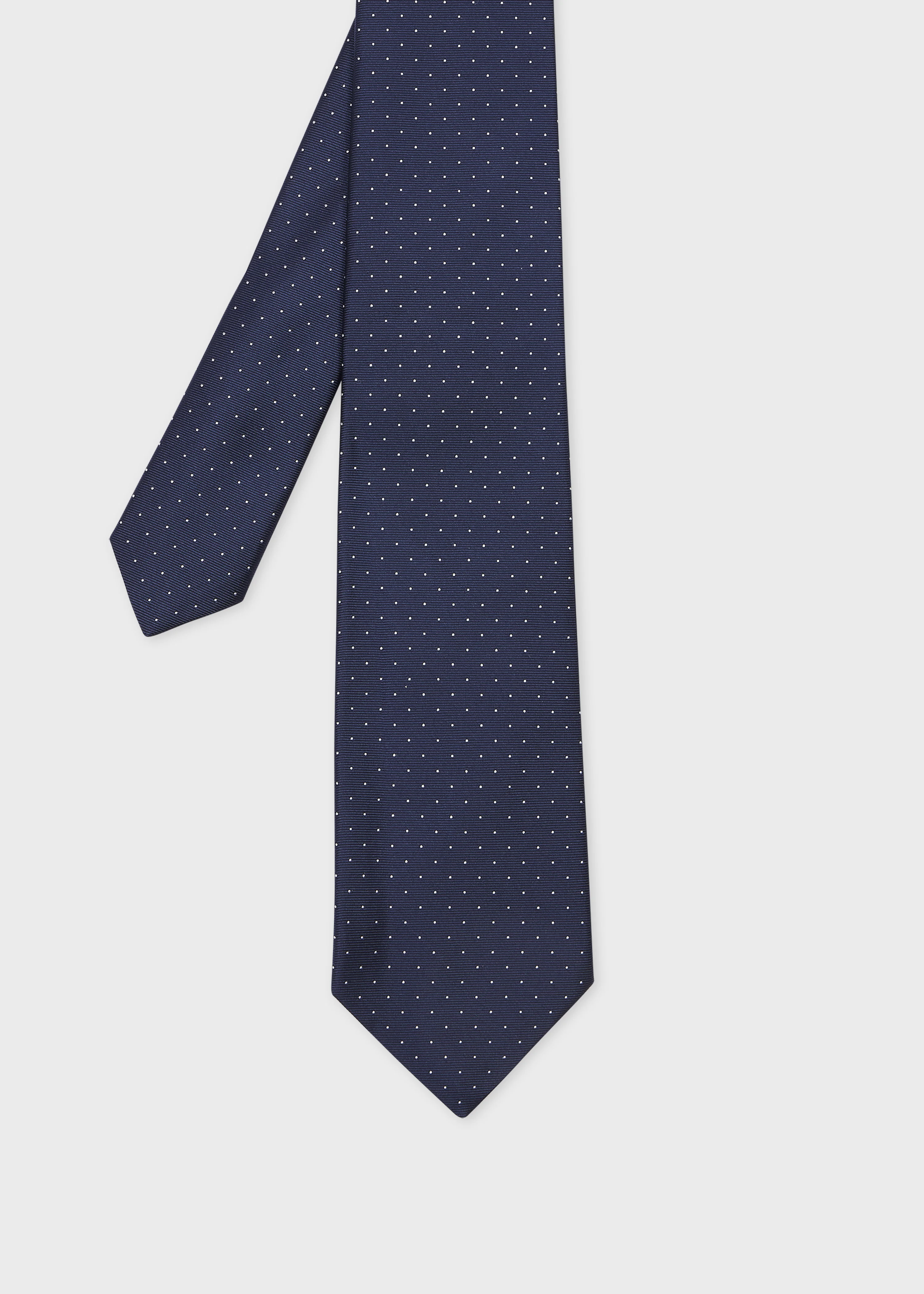 Navy Silk Pin Dot Tie - 1