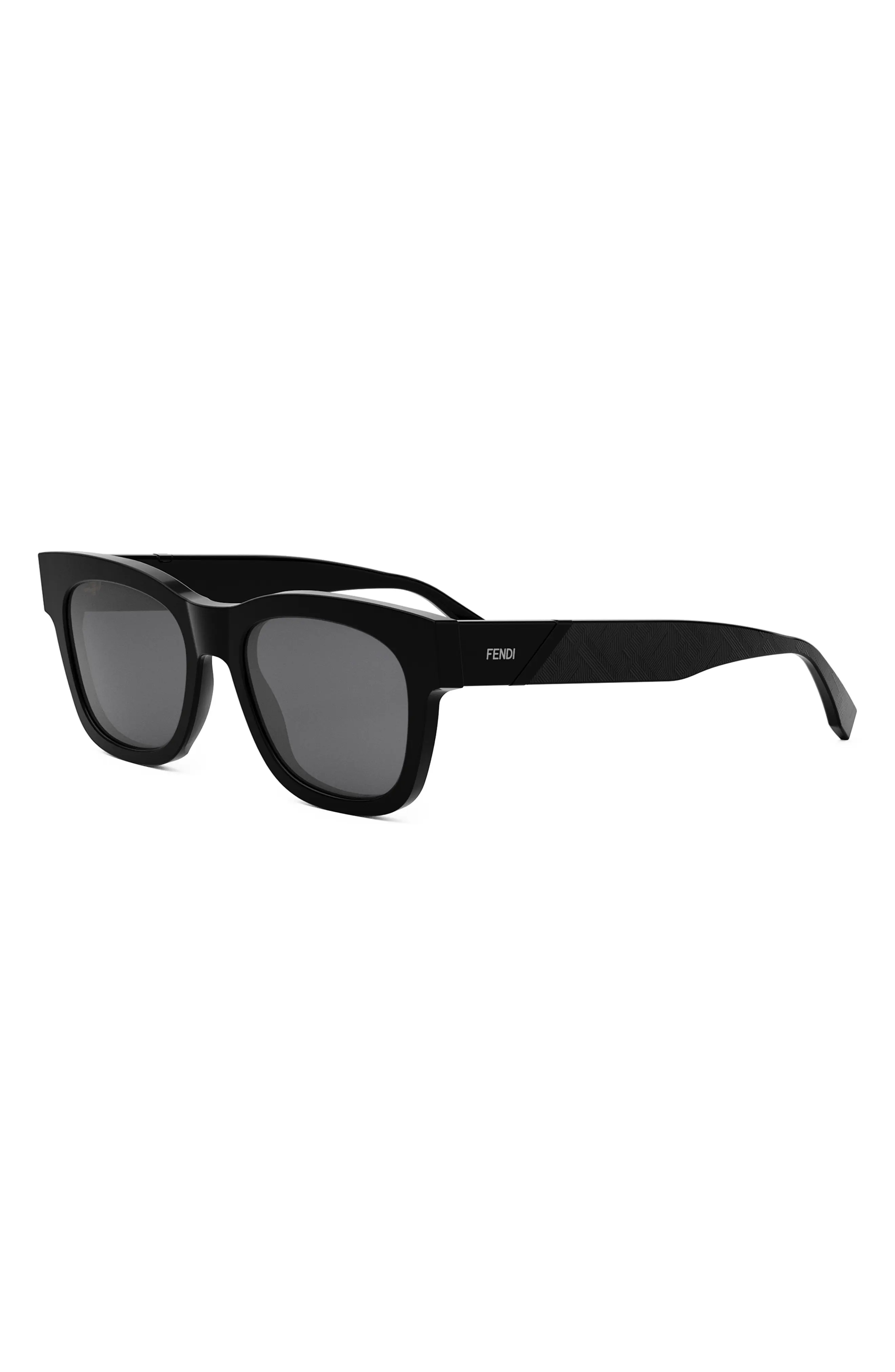 'Fendi Diagonal 51mm Square Sunglasses in Shiny Black /Smoke - 2