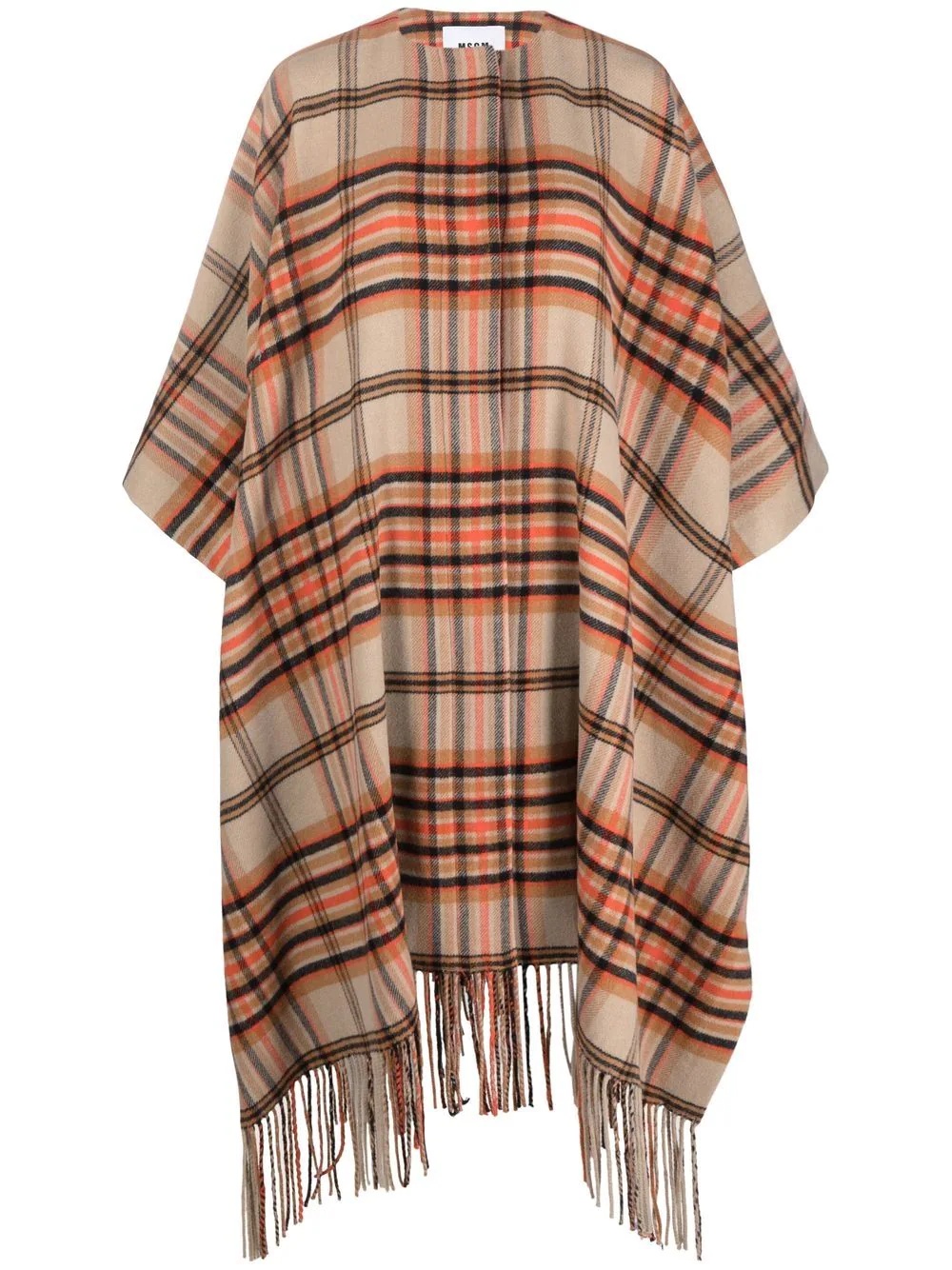 fringed tartan cape - 1