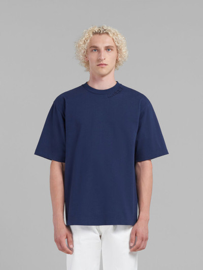 Marni BLUE BIO COTTON OVERSIZED T-SHIRT WITH MARNI PATCHES outlook