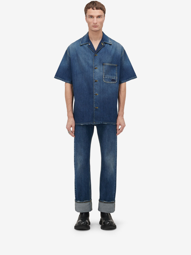 Alexander McQueen Men's Turn-up Jeans in Washed Blue outlook