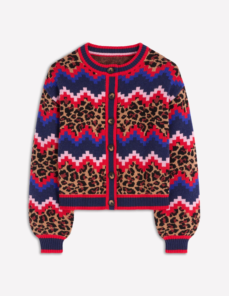 Abi Jacquard Cardigan-Multi Fair Isle, Leopard 1