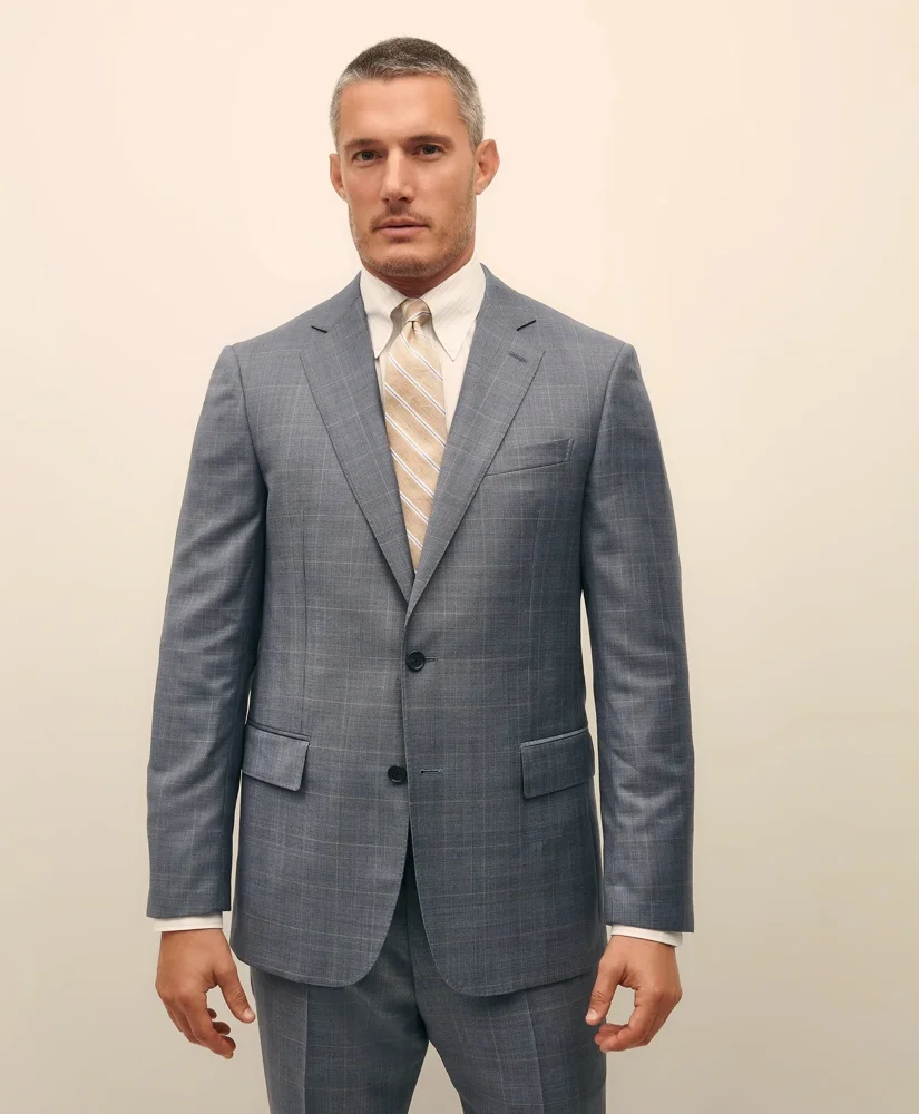 Traditional Fit Wool Overcheck 1818 Suit - 1
