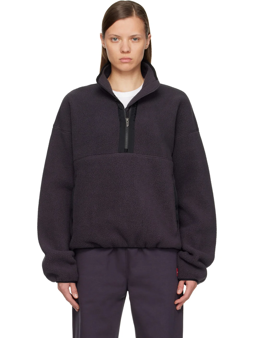 Gray TNF Red Box 1/2 Zip Fleece Jacket - 1