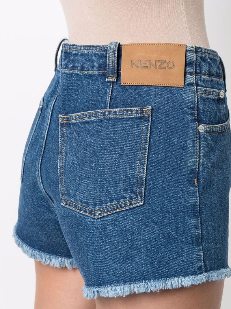 embroidered-logo denim shorts - 5