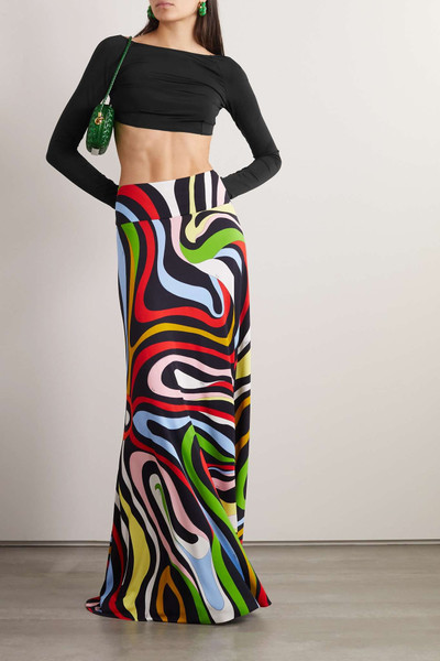 PUCCI Open-back cropped silk-trimmed stretch-crepe top outlook