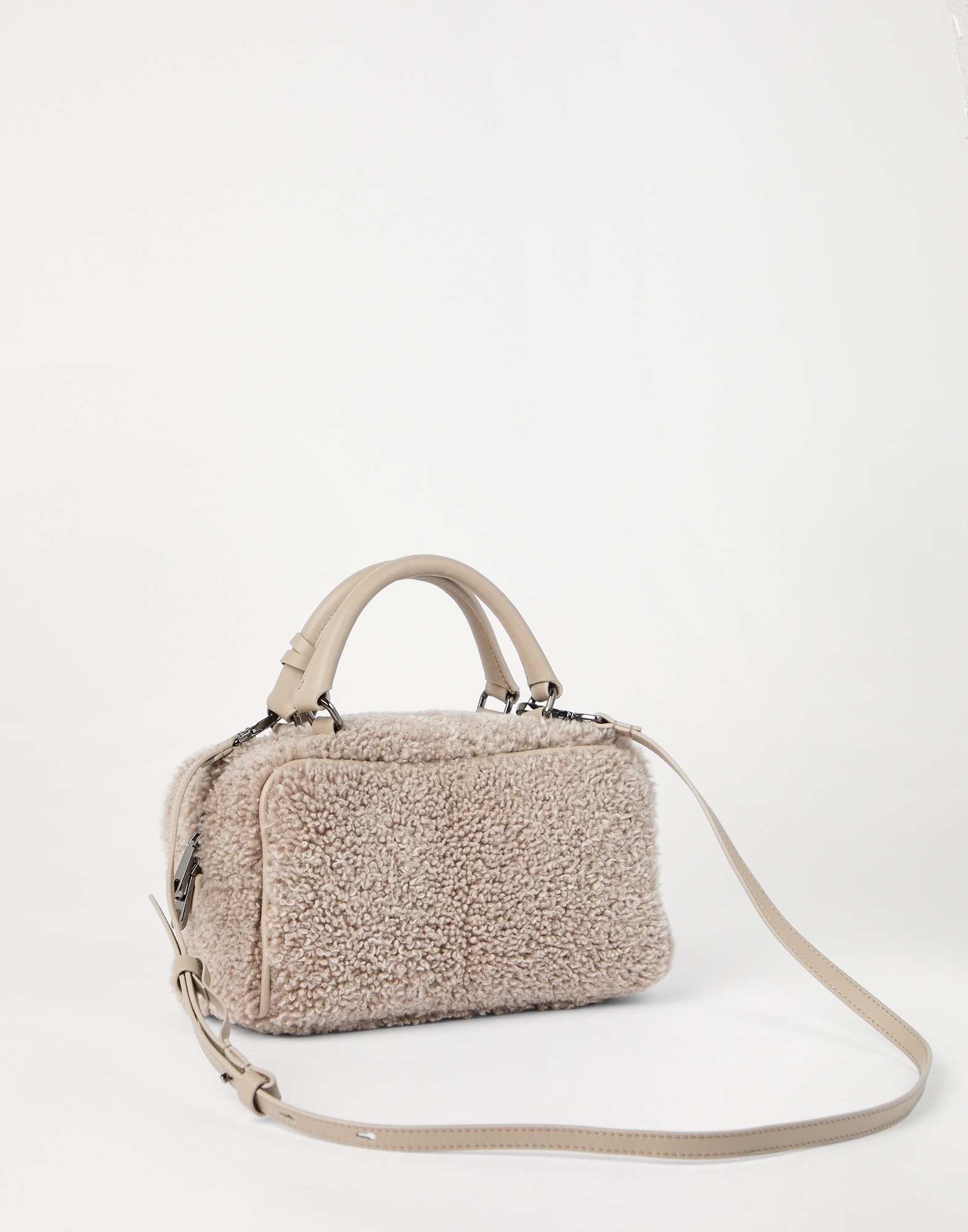 Explorer small boston bag in curly shearling - 2