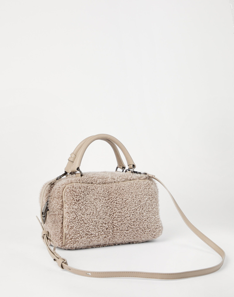 Brunello Cucinelli Explorer small boston bag in curly shearling outlook