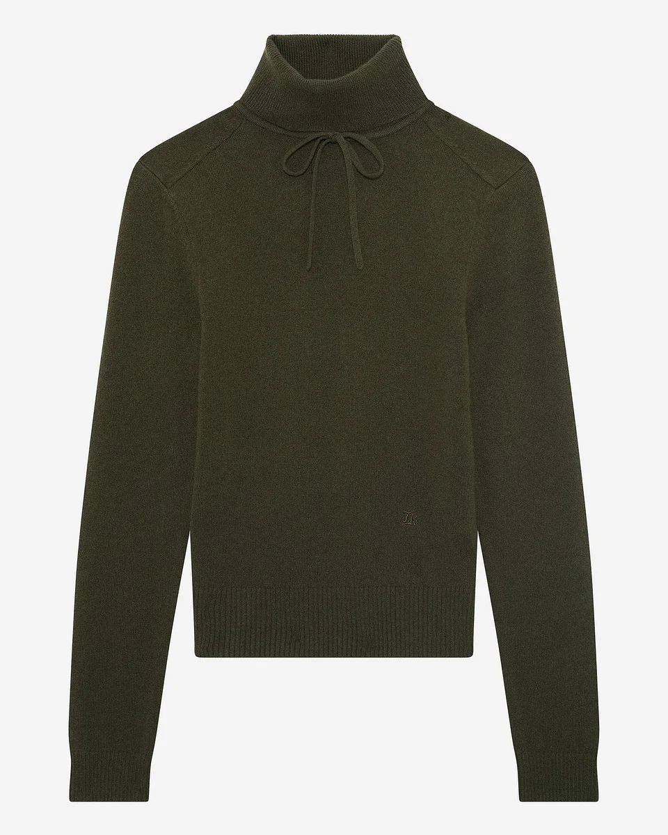 KHAKI CASHMERE TURTLENECK SWEATER - 1