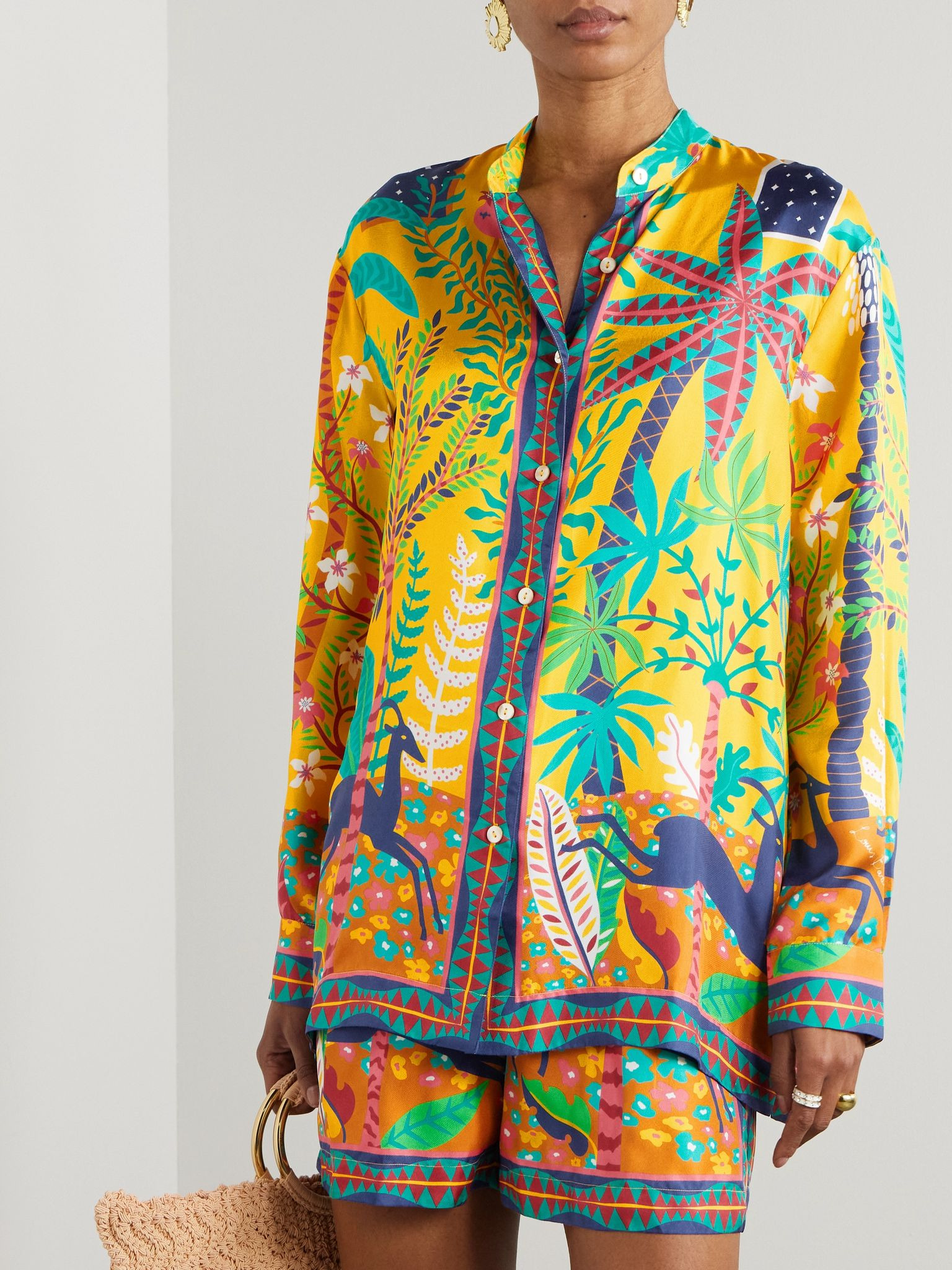 + Louis Barthélemy Kelsy printed silk-twill shirt Yellow - 3