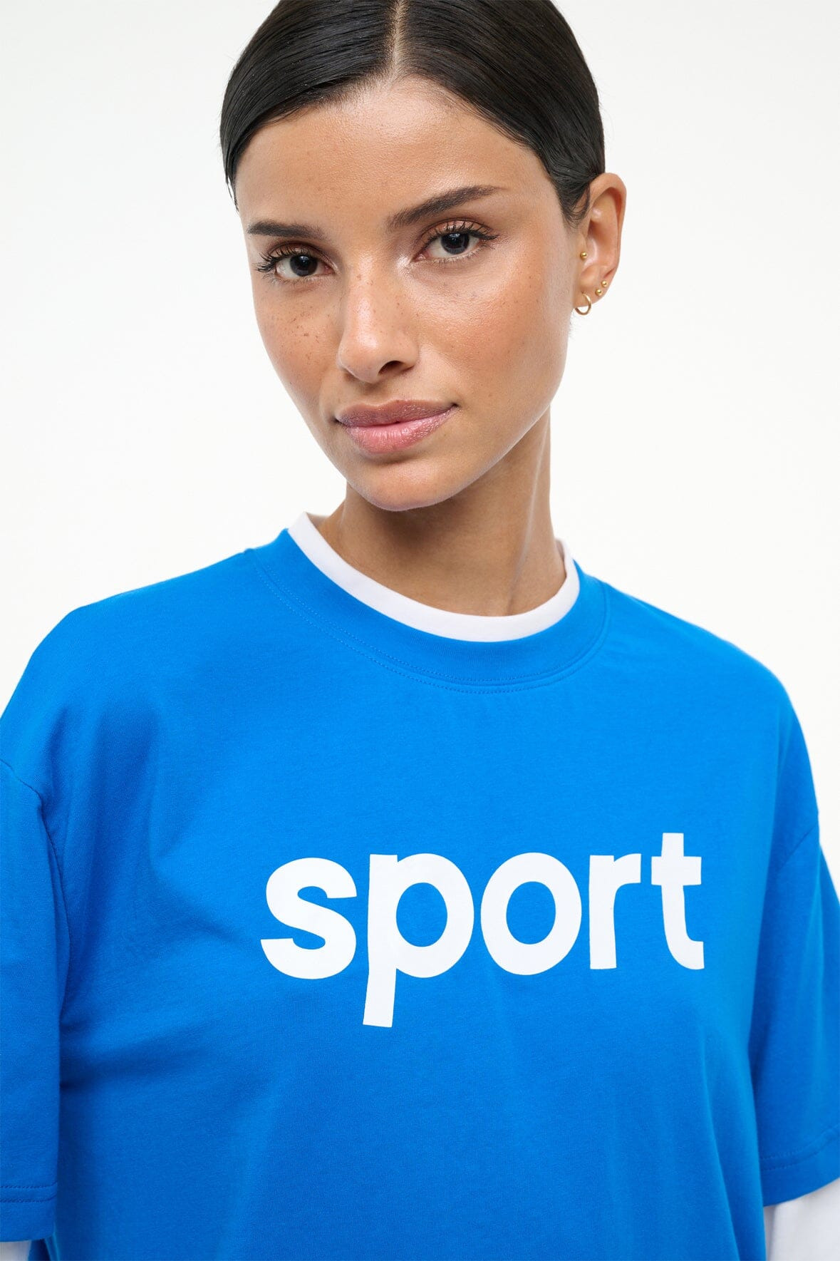 STAUD JUNIOR LONG SLEEVE TEE VARSITY BLUE WHITE - 4