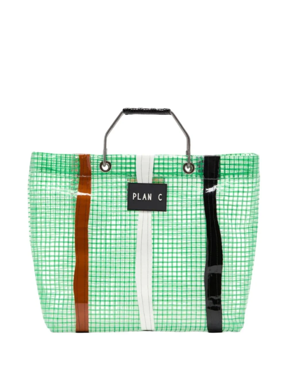 striped grid tote bag - 1