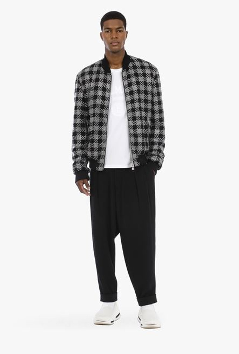 Balmain Bomber jacket with rhinestone gingham pattern outlook