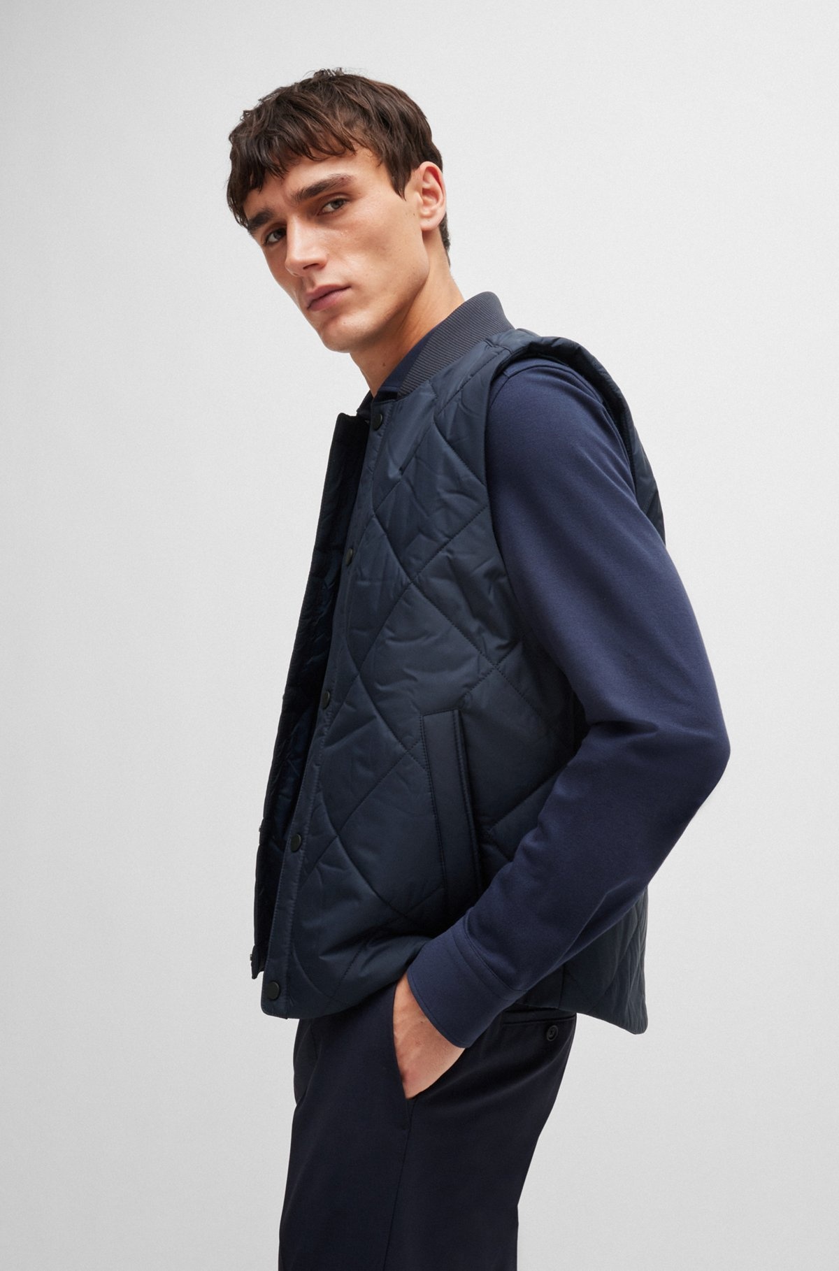 WATER-REPELLENT REGULAR-FIT GILET WITH DIAMOND QUILTING - 6