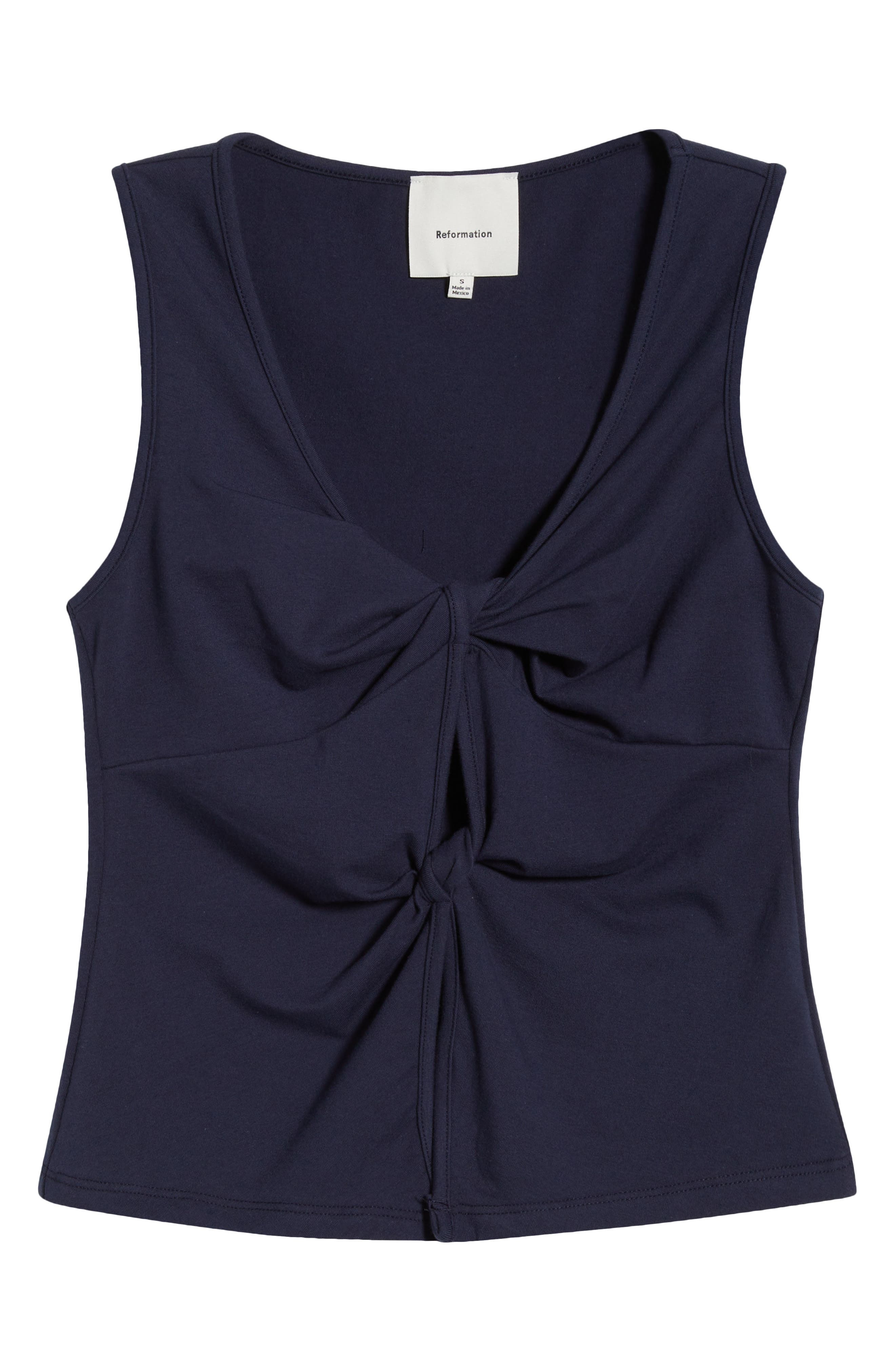 Reformation Tefi Front Twist Stretch Organic Cotton Tank in Midnight at Nordstrom - 5