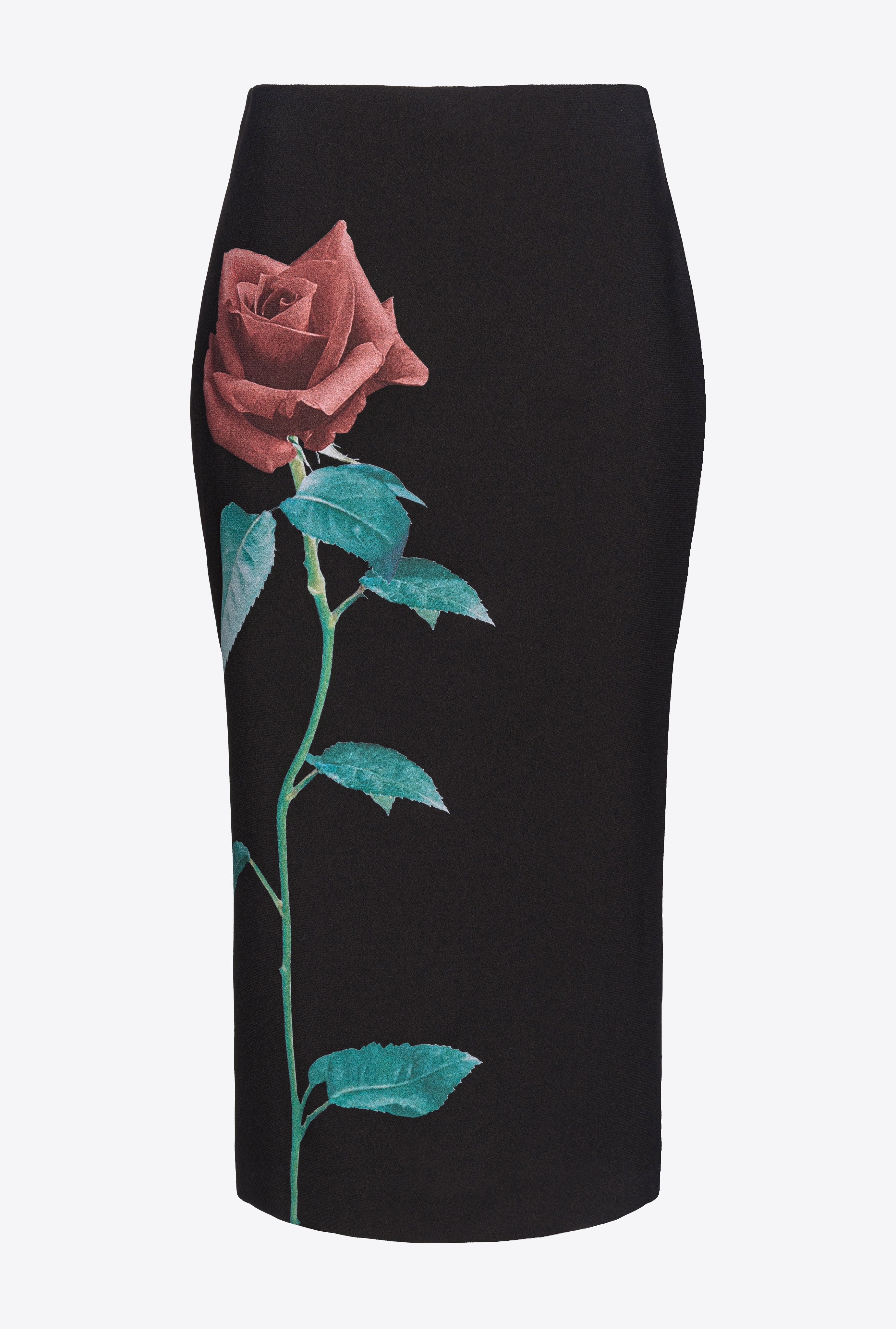 ROSE-PRINT CALF-LENGTH SKIRT - 1
