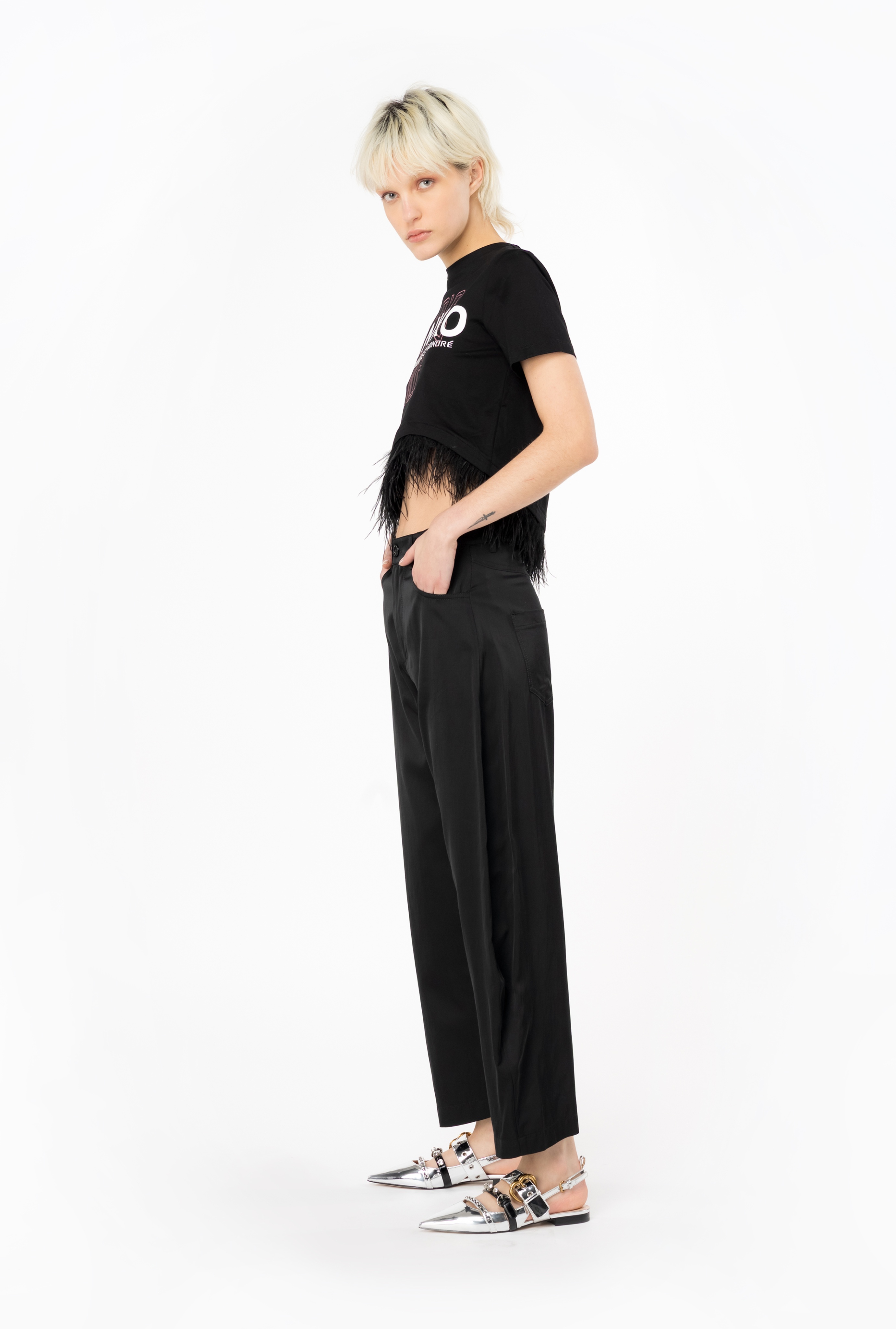 SATIN BARREL-LEG TROUSERS - 3