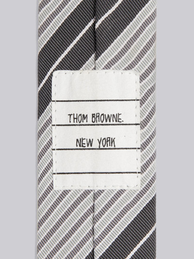 Thom Browne Medium Grey Silk and Cotton Jacquard Outlined Stripe Classic Tie outlook