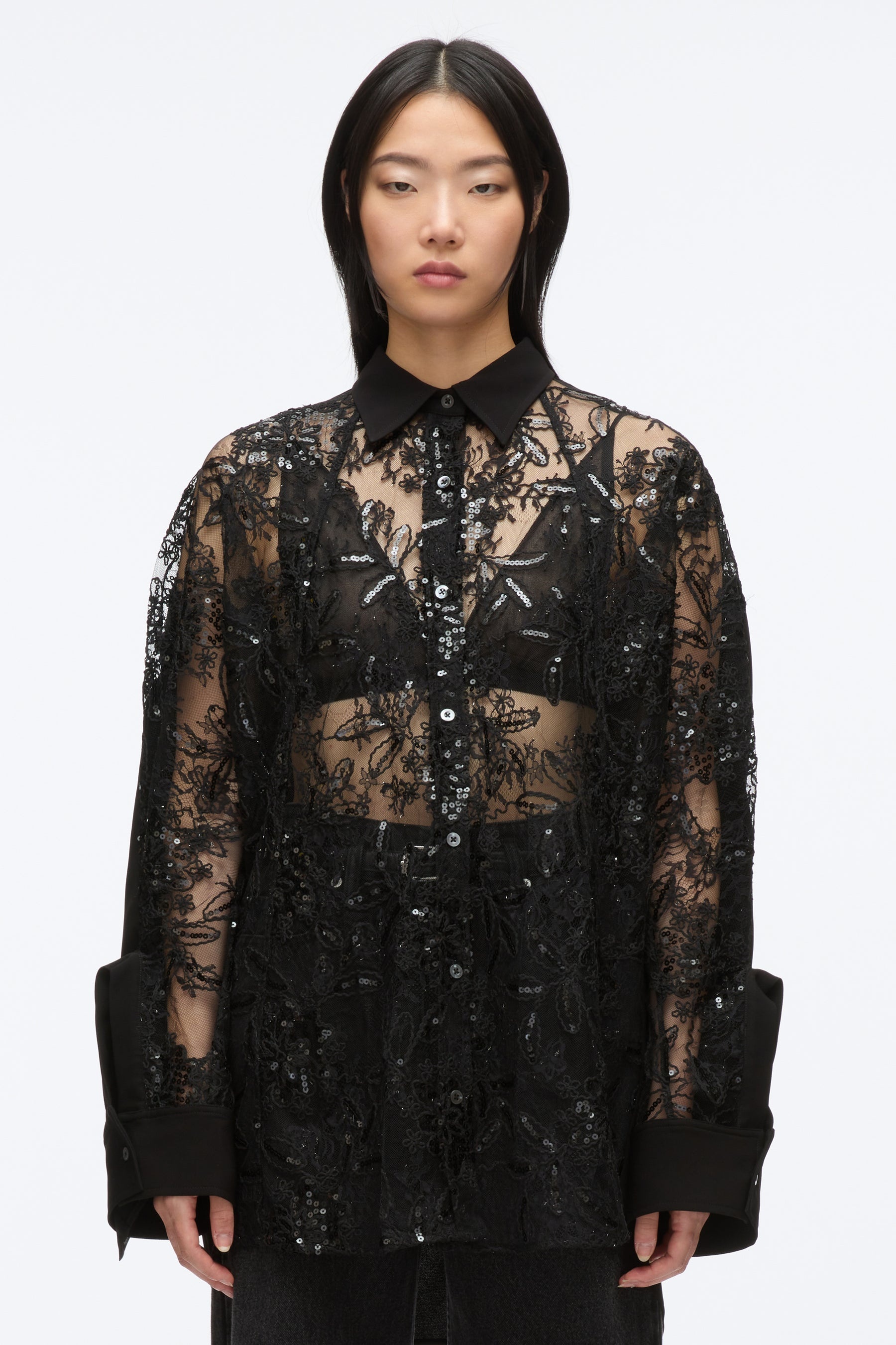 Sequin Lace Oversized Shirt - 3