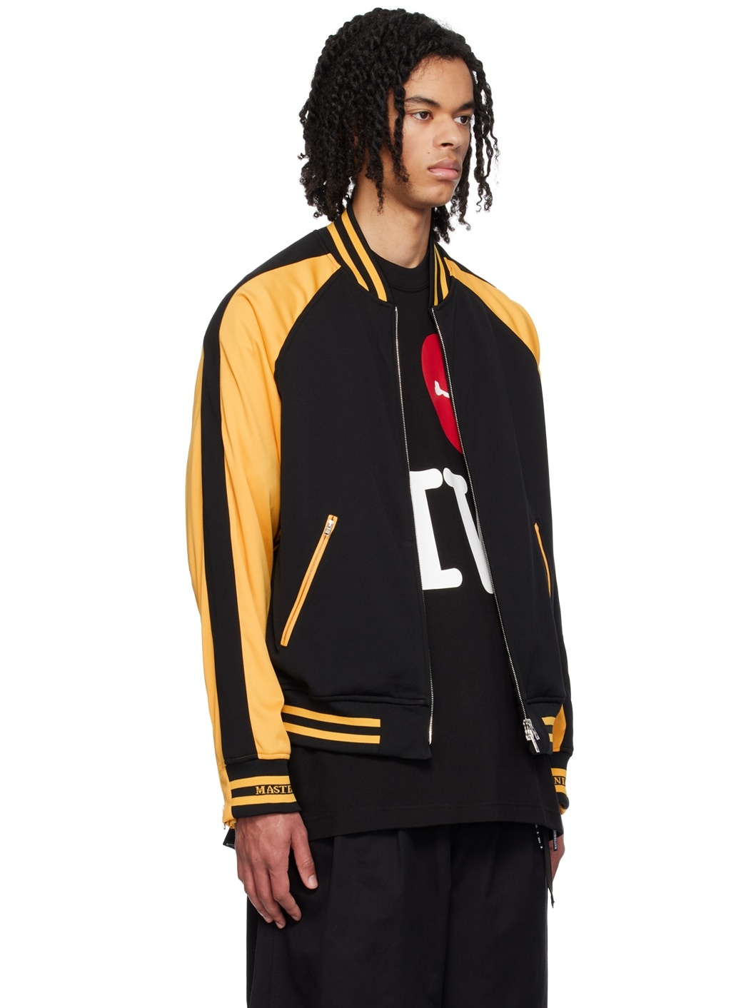Black & Yellow Embroidered Bomber Jacket - 2