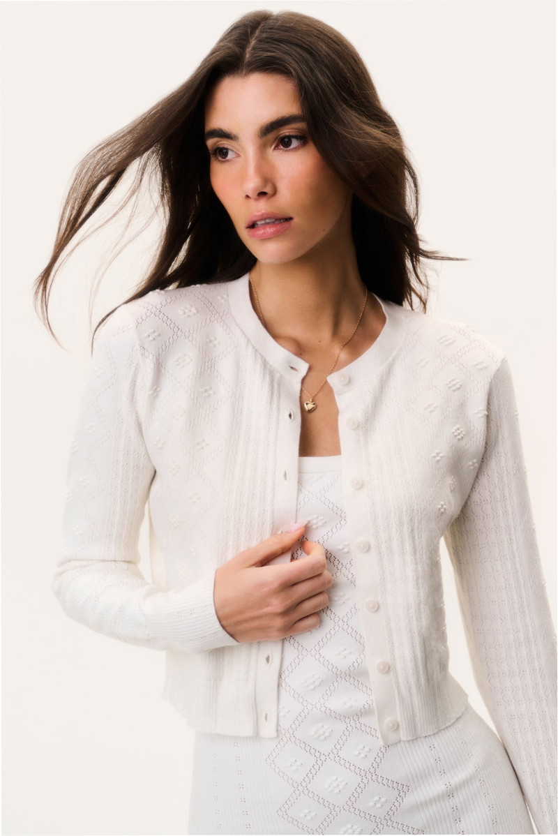 LoveShackFancy Laken Cotton Pointelle Cardigan outlook