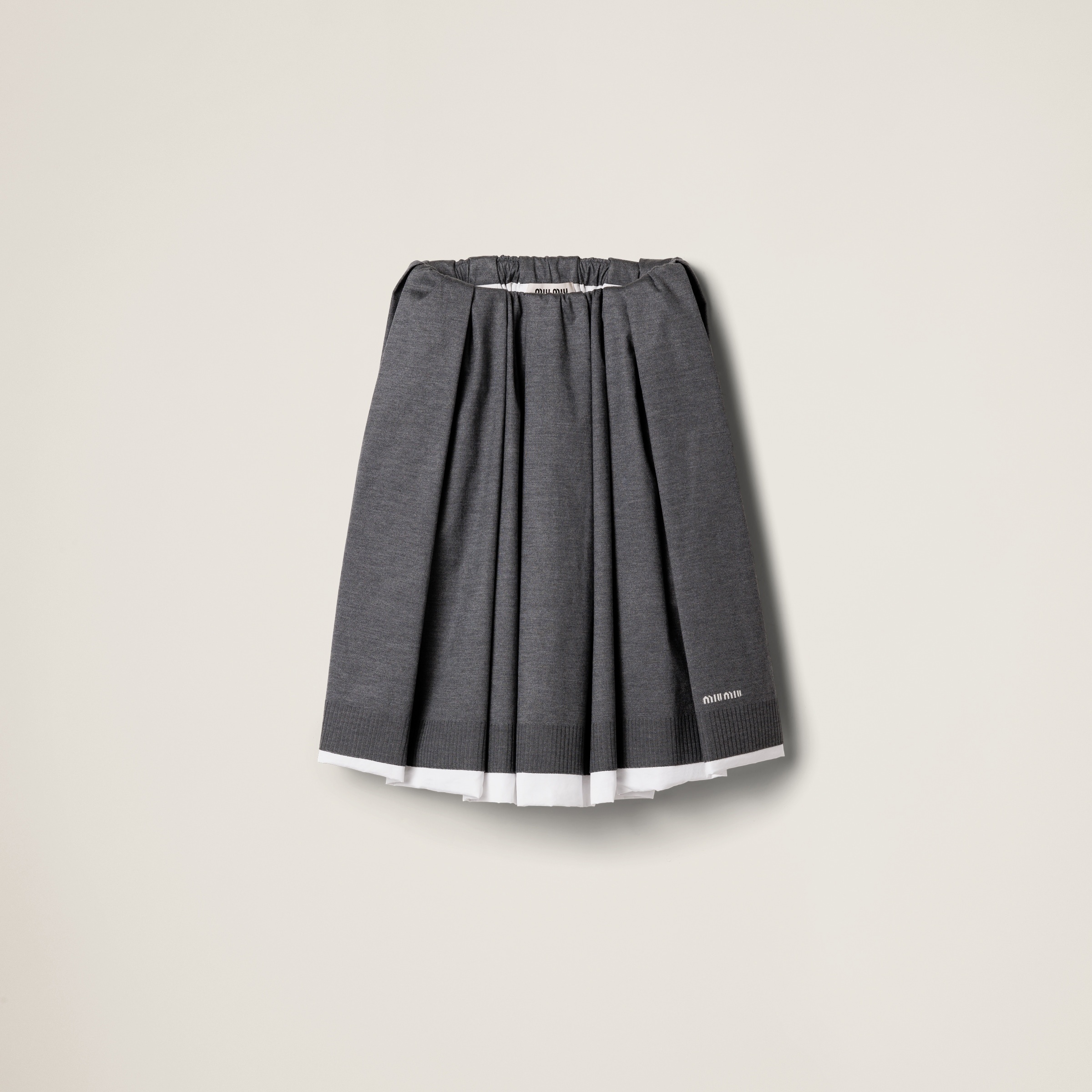 Knit and poplin skirt - 1