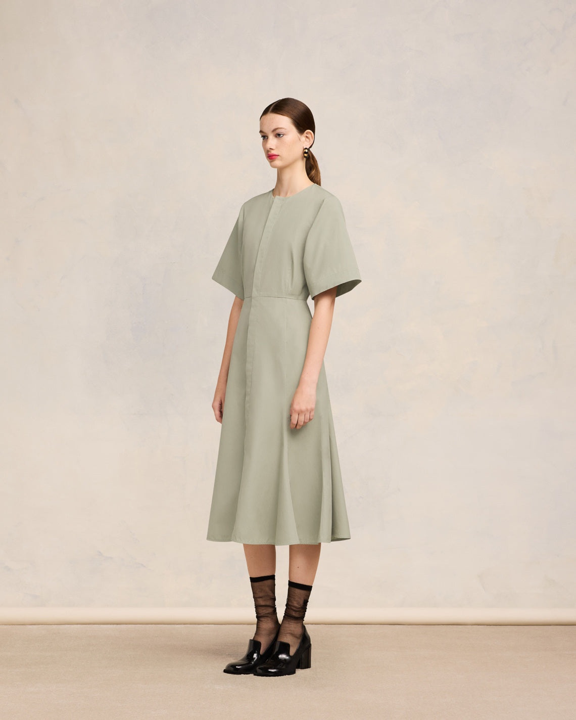 MIDI DRESS WITH HIDDEN TAB - 5