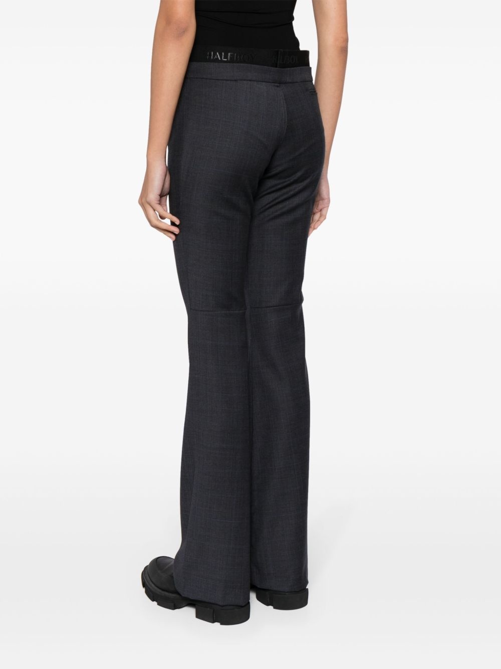 logo-waistband layered-detail flared trousers - 4