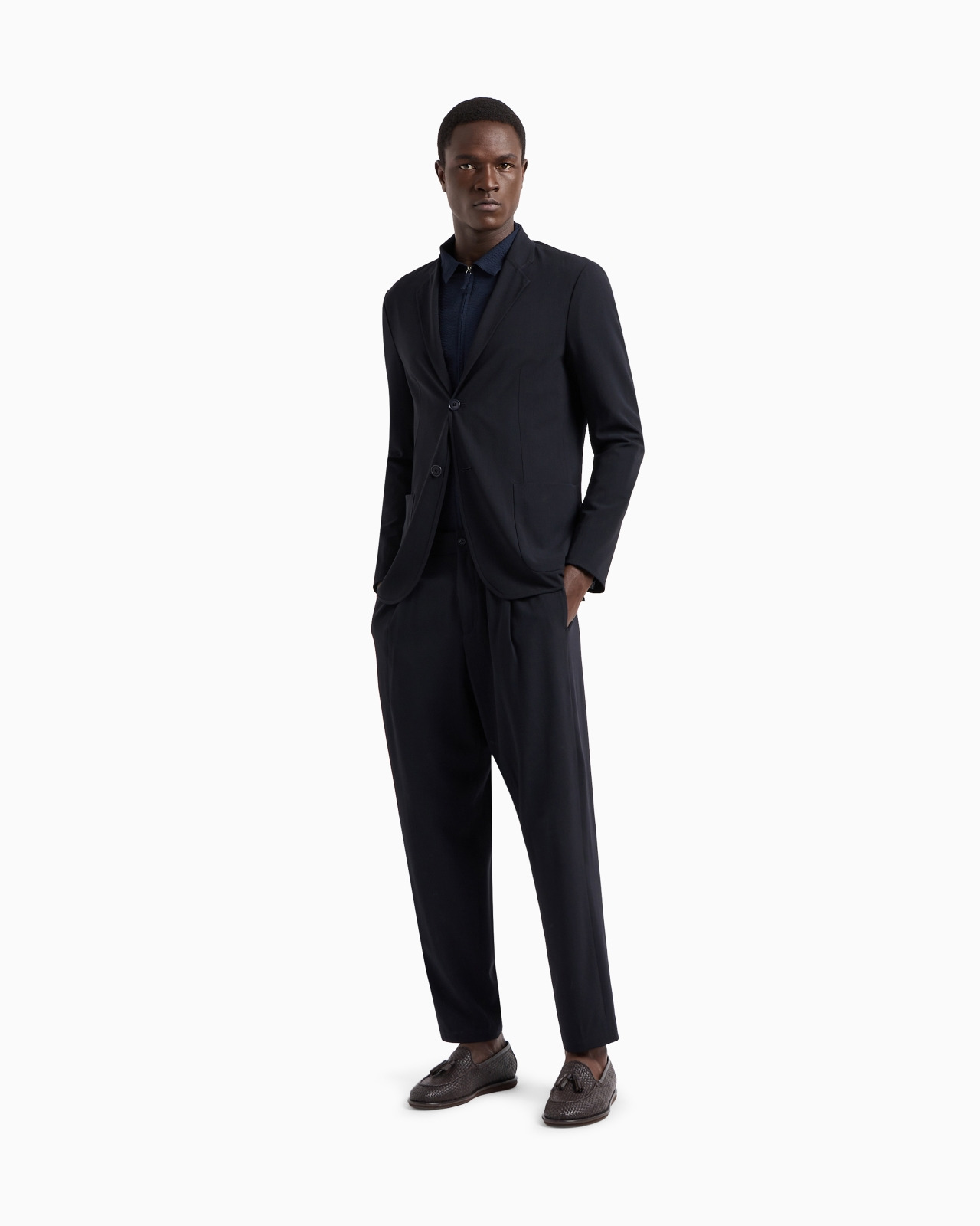 Slim-fit cotton seersucker shirt with zip - 2