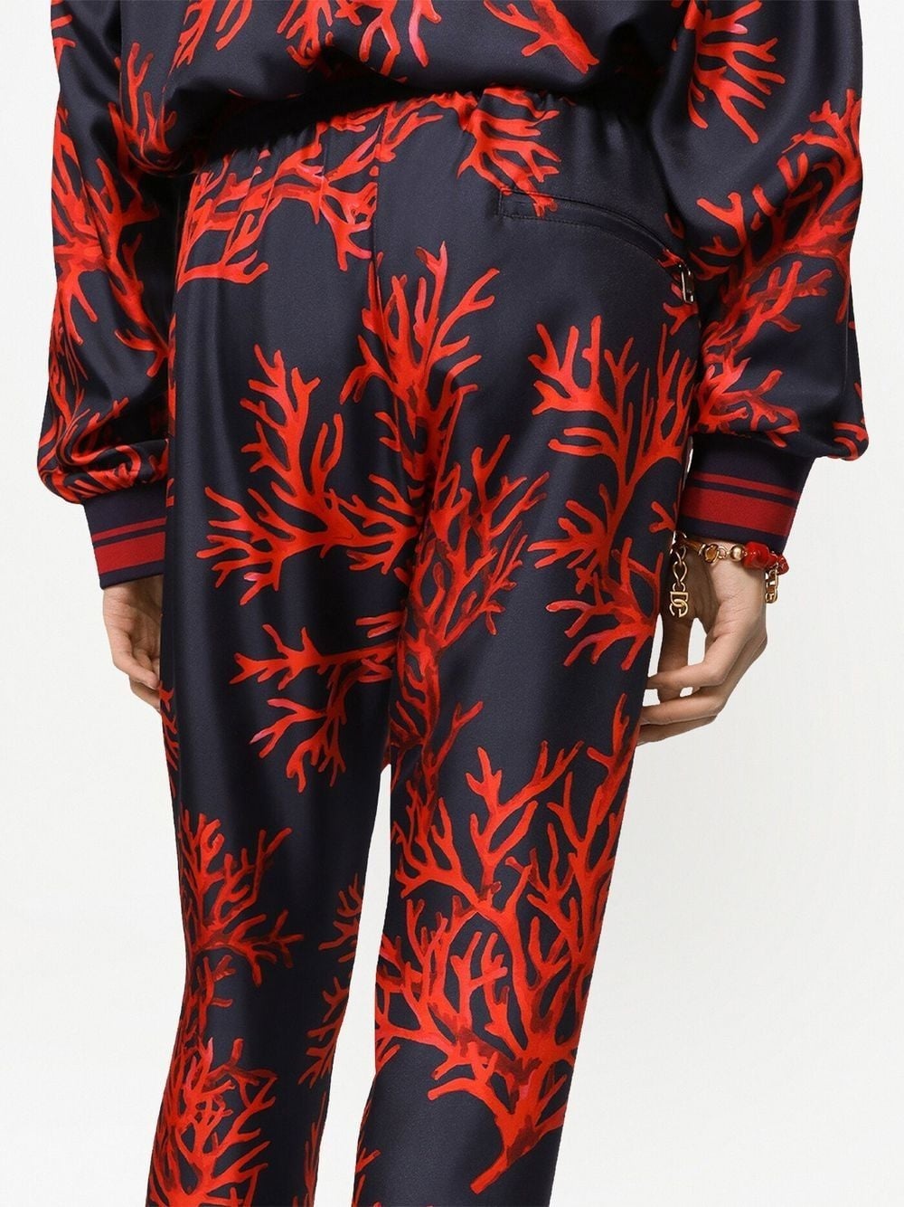 Coral-print silk trousers - 5