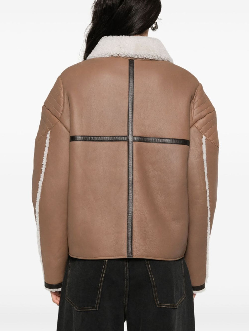 shearling-detail leather jacket 4