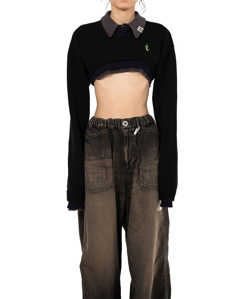 Triple Layered Cropped Knit Sweater 3