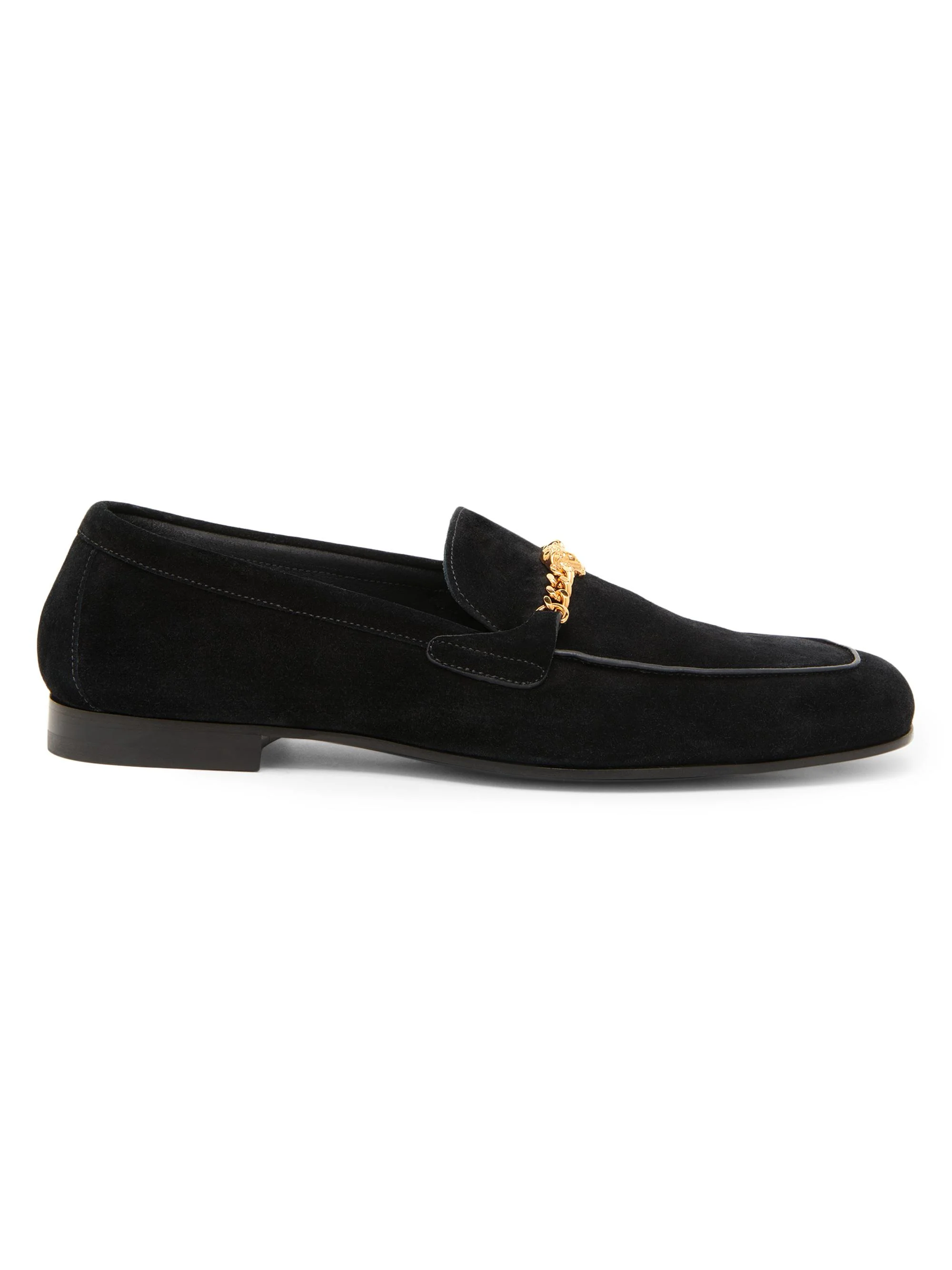 Men's Medusa Suede Sliiper Loafers - Black Gold - 1