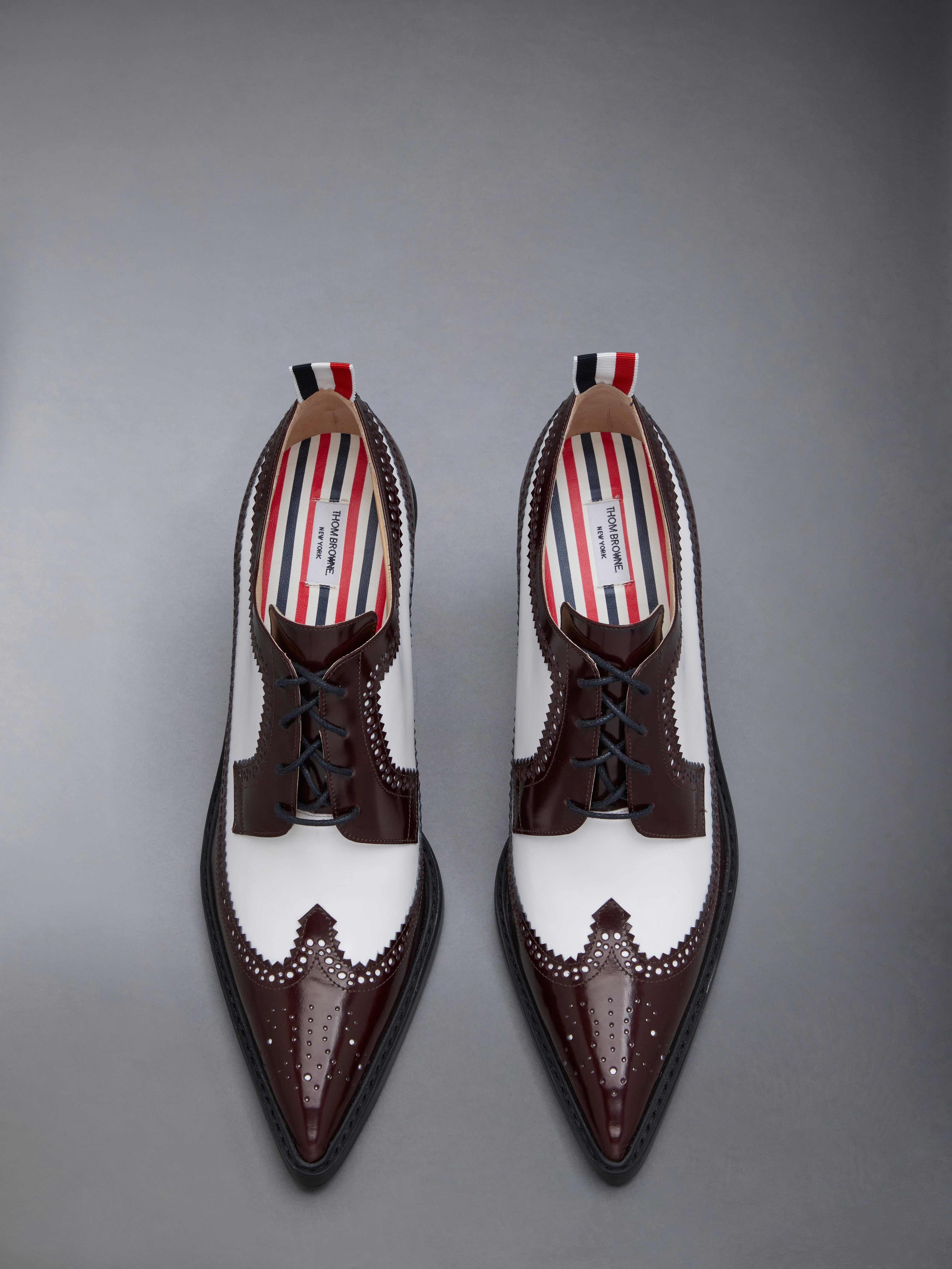 SOFT SPAZZOLATO 75MM CURVED HEEL LONGWING SPECTATOR BROGUE - 5