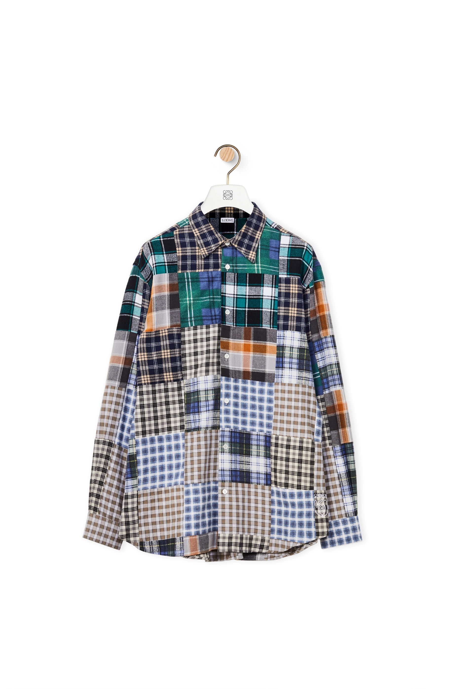 Patchwork flannel overshirt in upcycled cotton - 1