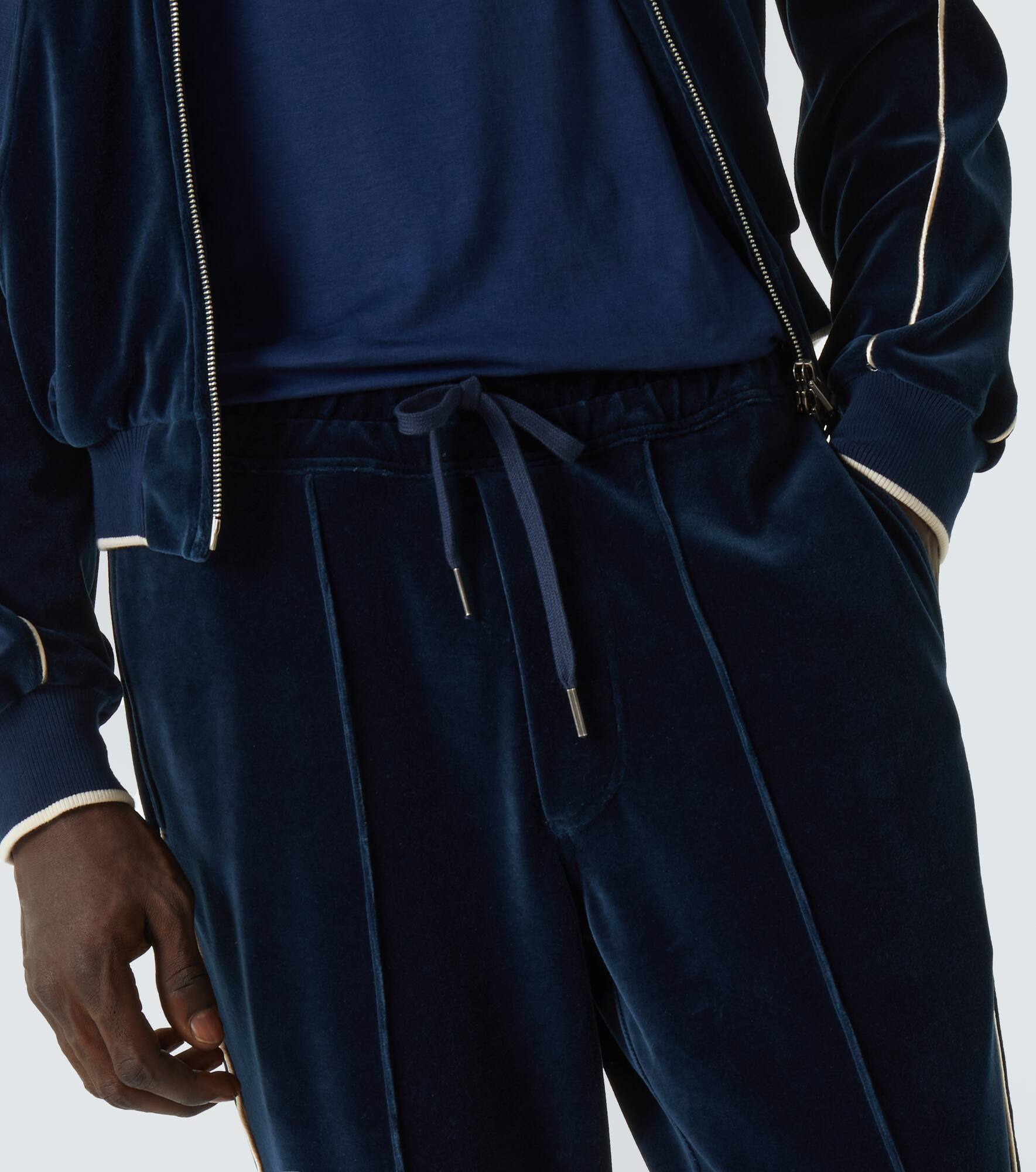 Cotton-blend velour track pants - 5