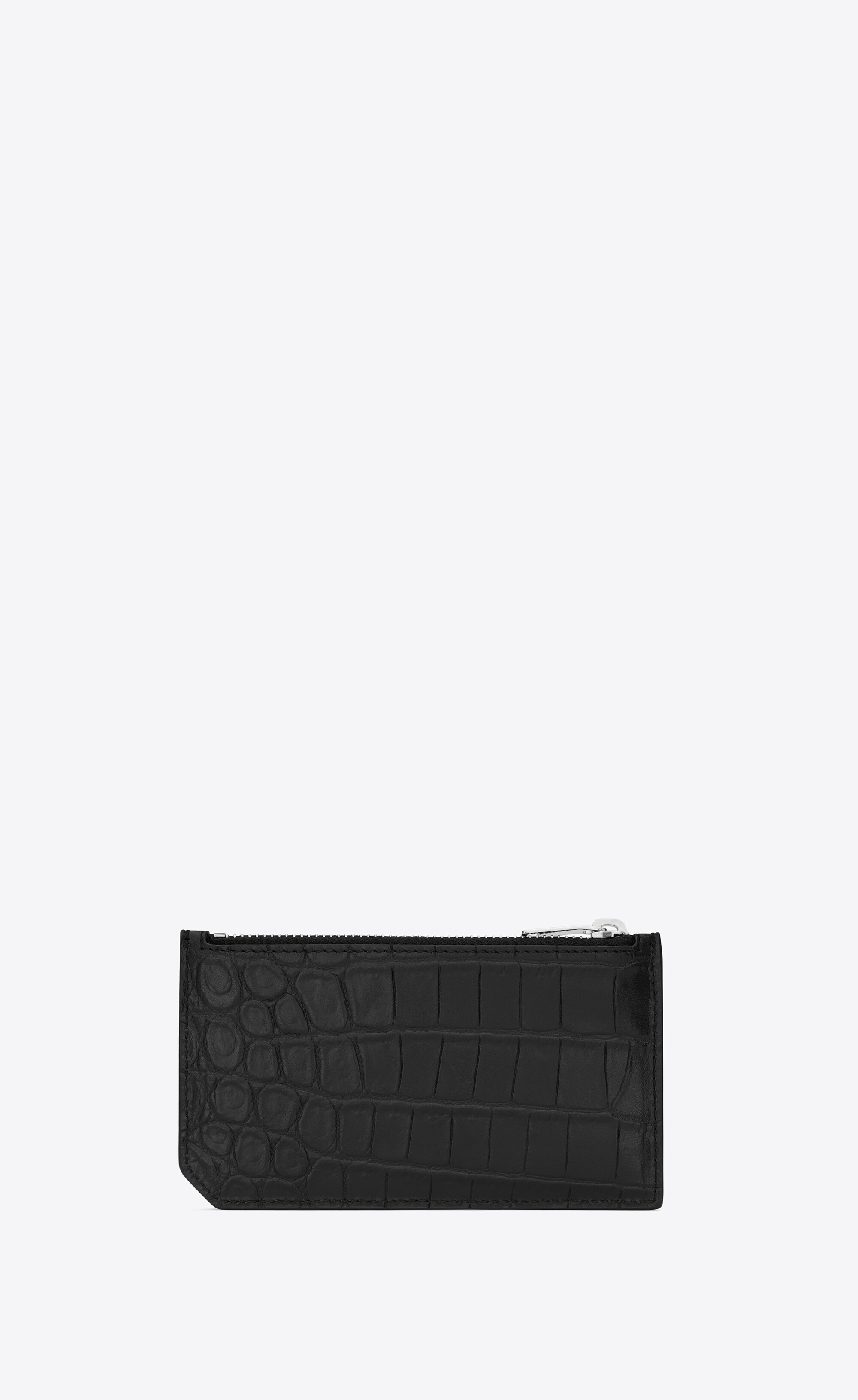 fragments zipped card case in crocodile embossed leather - 2