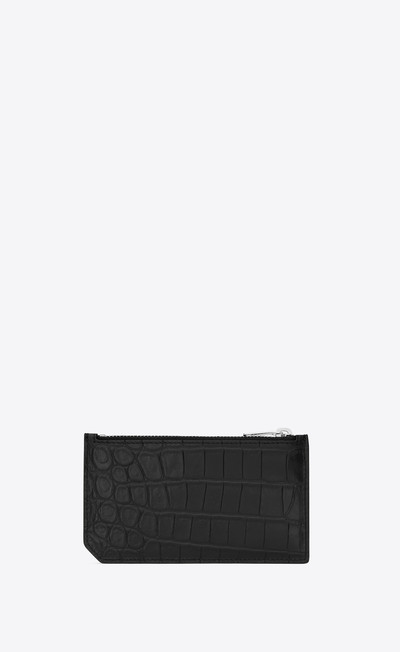 SAINT LAURENT fragments zipped card case in crocodile embossed leather outlook