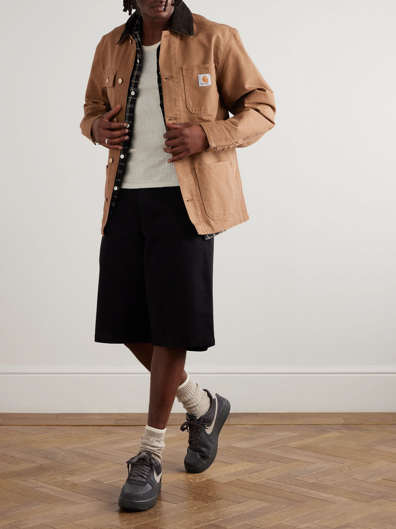 Carhartt Michigan Corduroy-Trimmed Organic Cotton-Canvas Chore Jacket Brown outlook