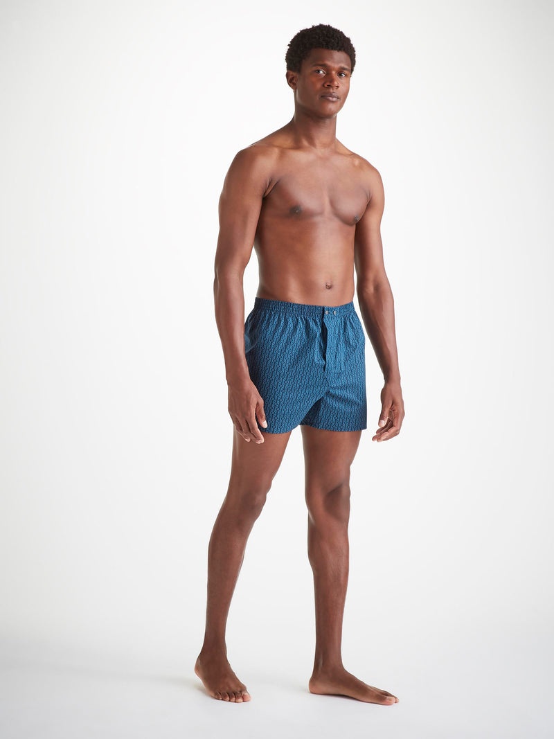 Men's Classic Fit Boxers Cotton Batiste Navy Rope Print - 5