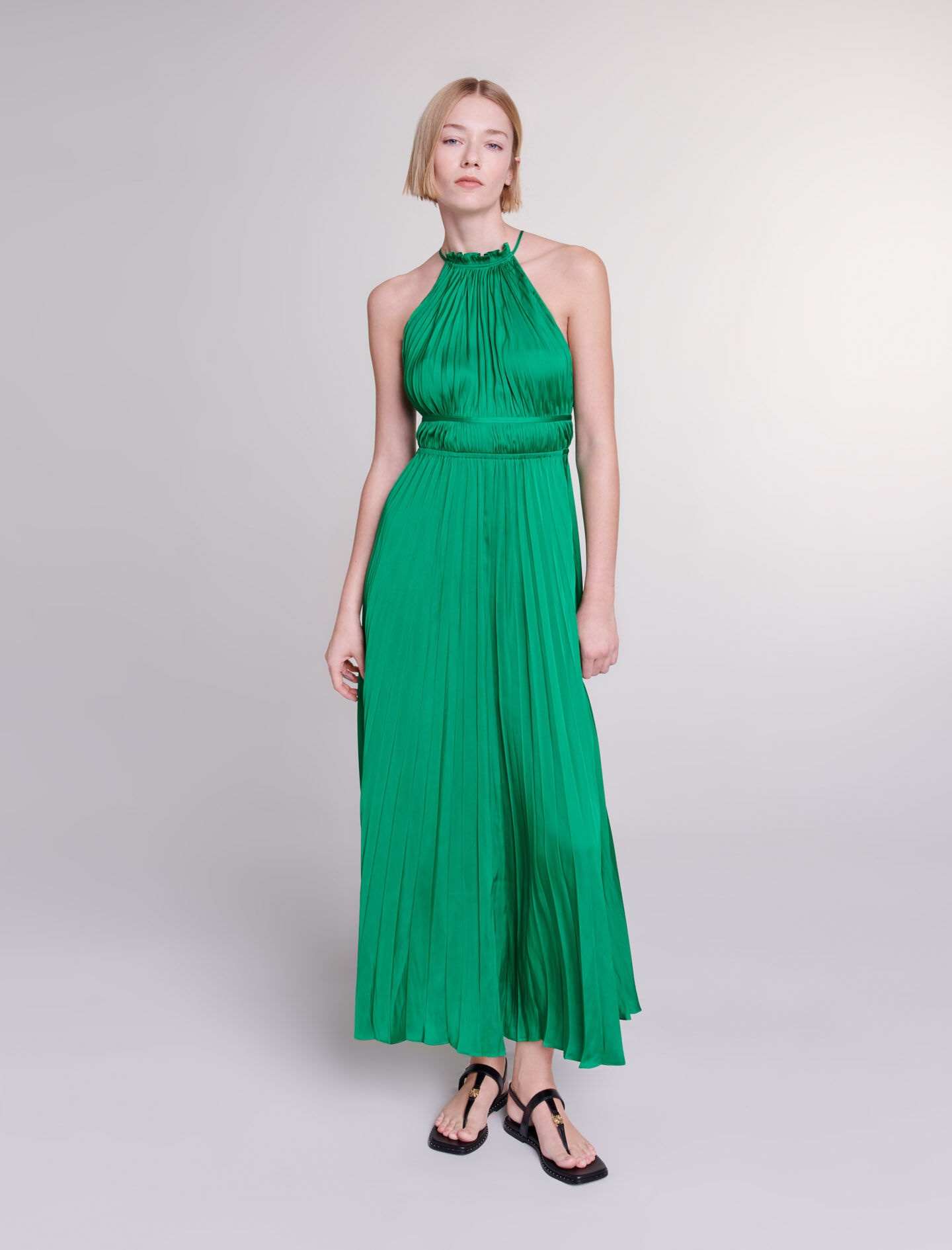 Pleated satin maxi dress - 2