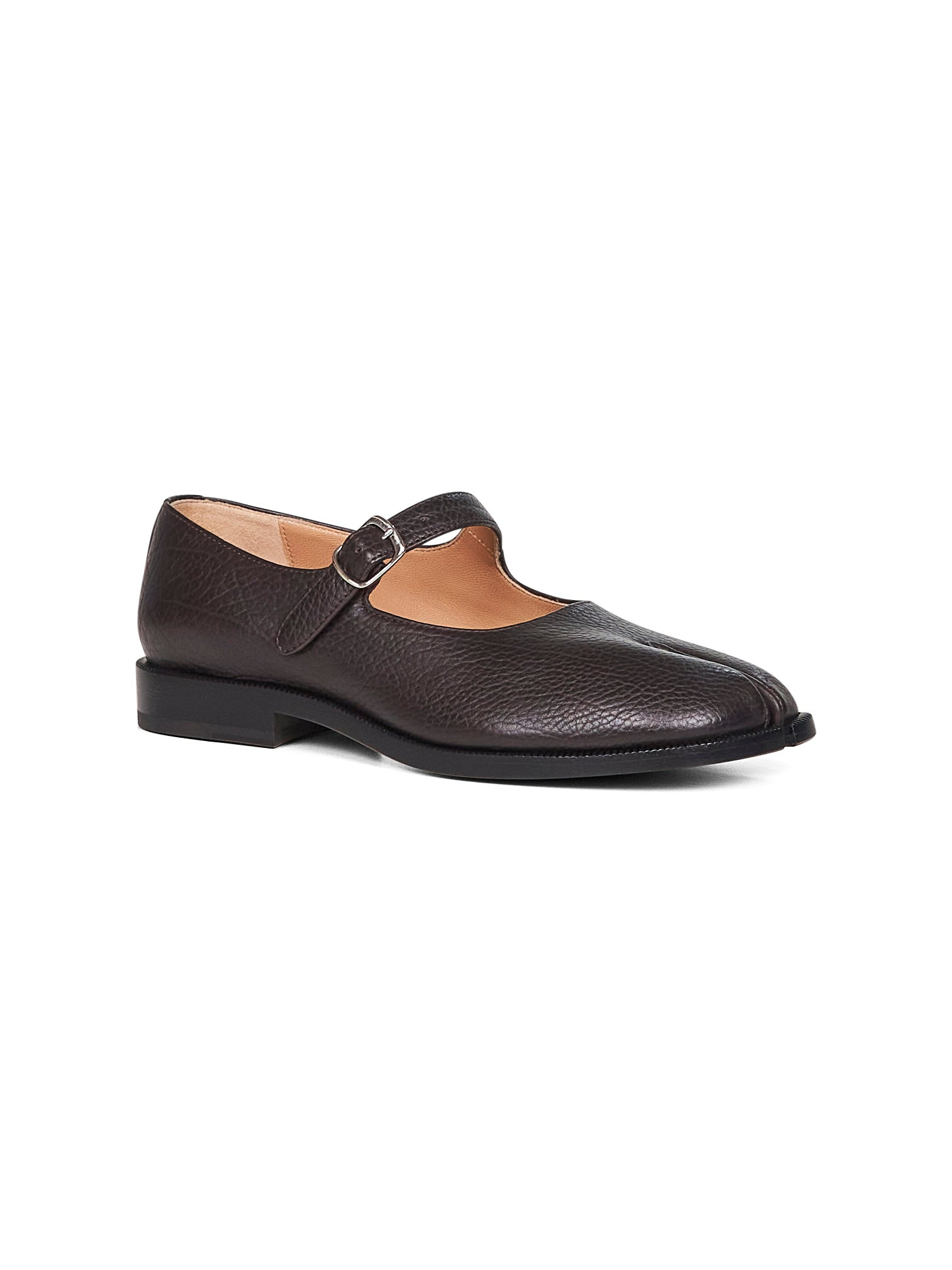 Burgundy leather Tabi Mary-Jane shoes - 2